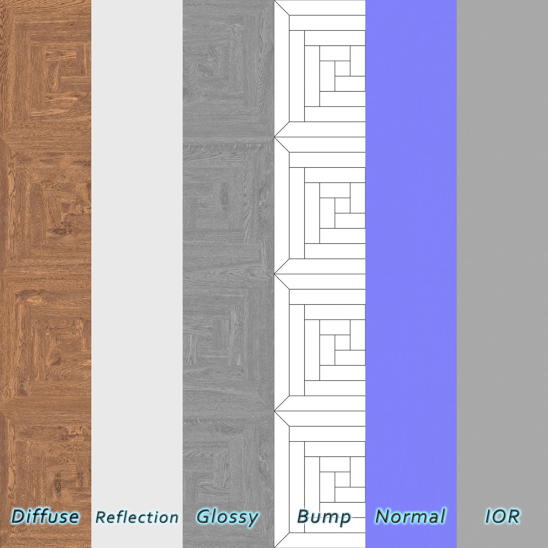 Parquet - Laminate - Wooden floor 4 in 1 3D model_8