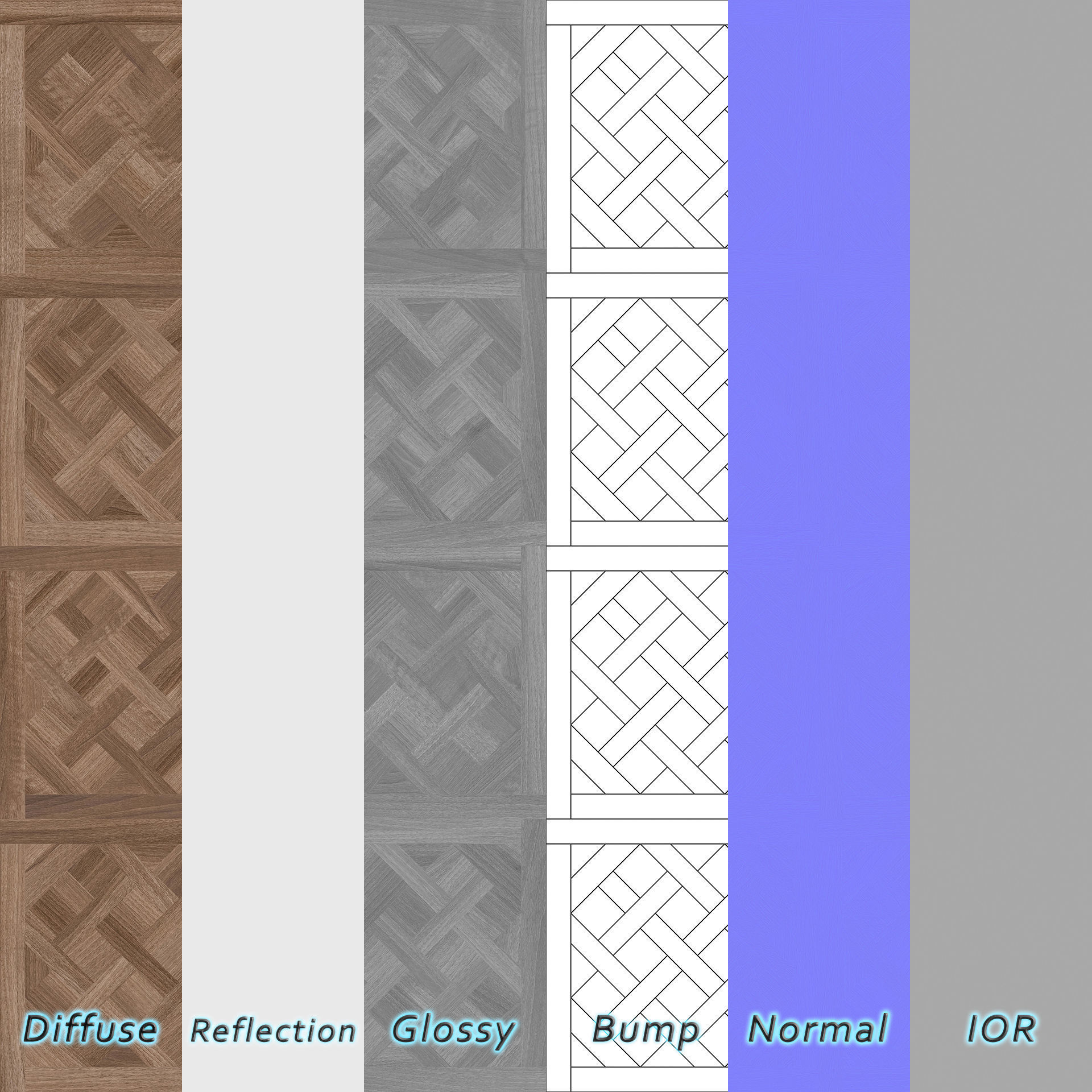 Parquet - Laminate - Wooden floor 4 in 1 3D model_5