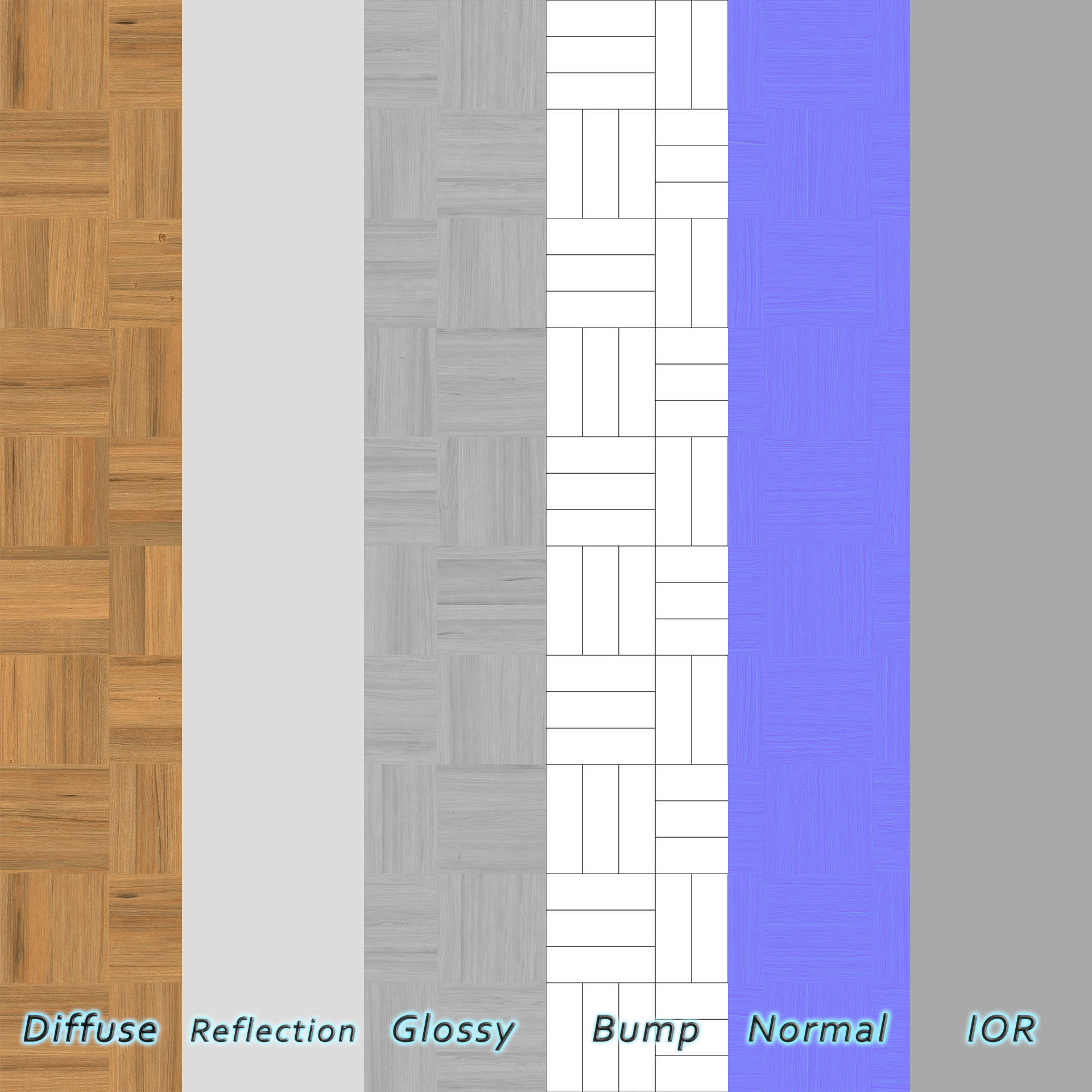 Parquet - Laminate - Wooden floor 4 in 1 3D model_7