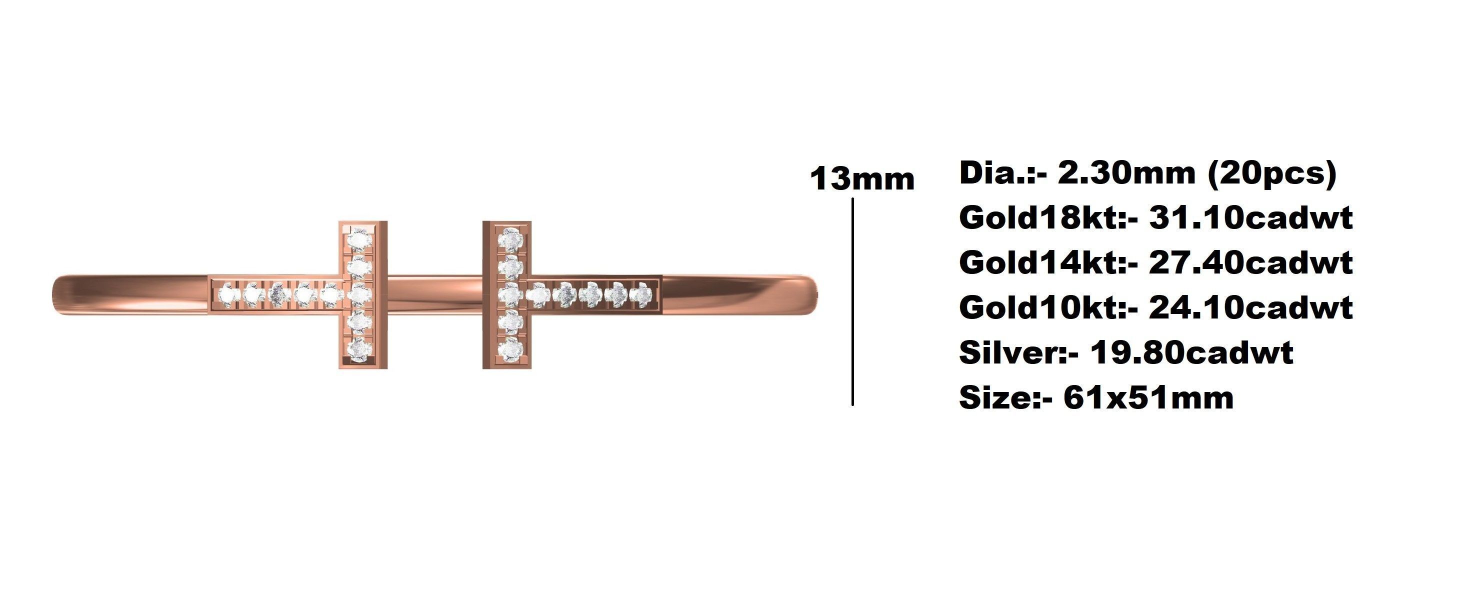 T Cuff Bracelet 3D print model_1