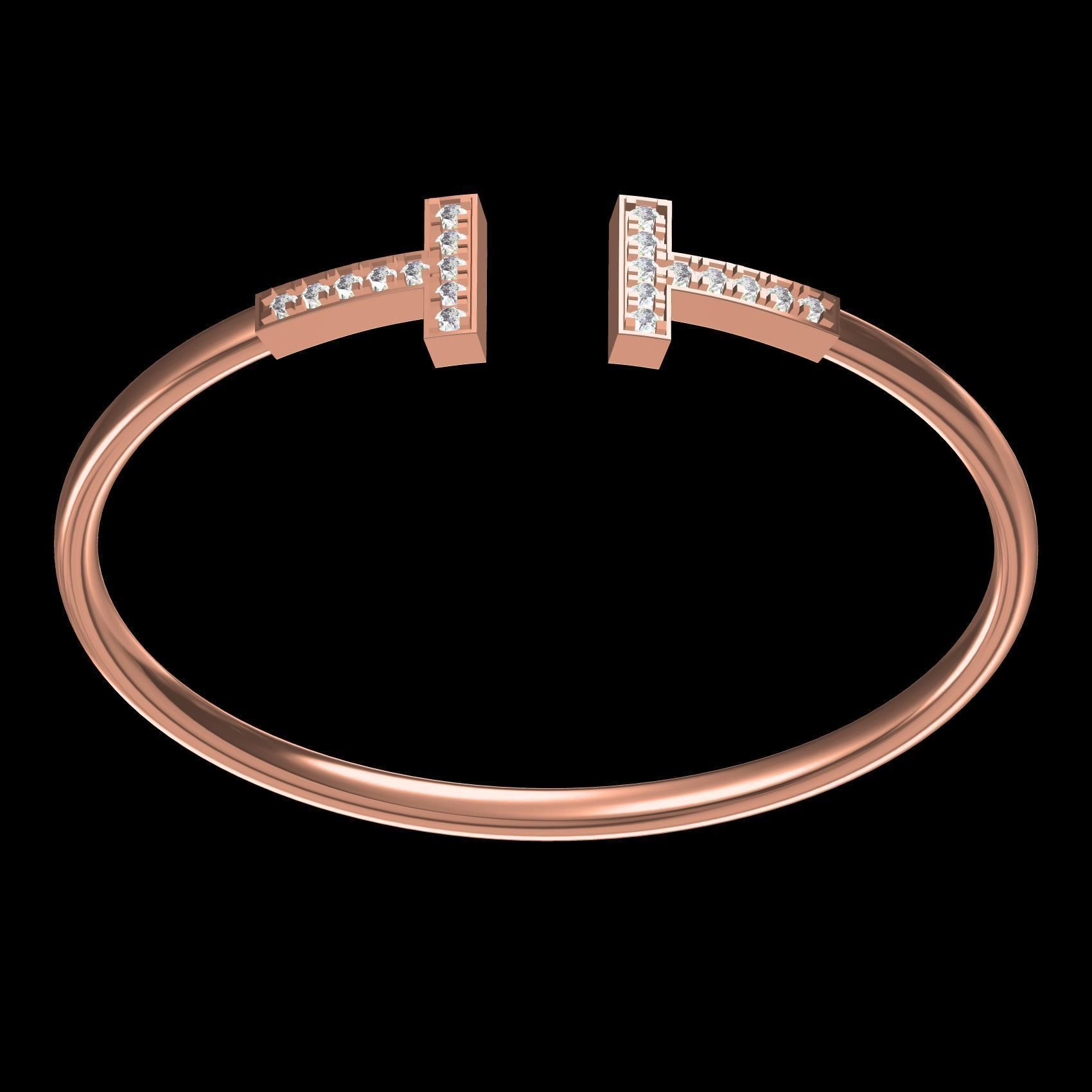 T Cuff Bracelet 3D print model_10
