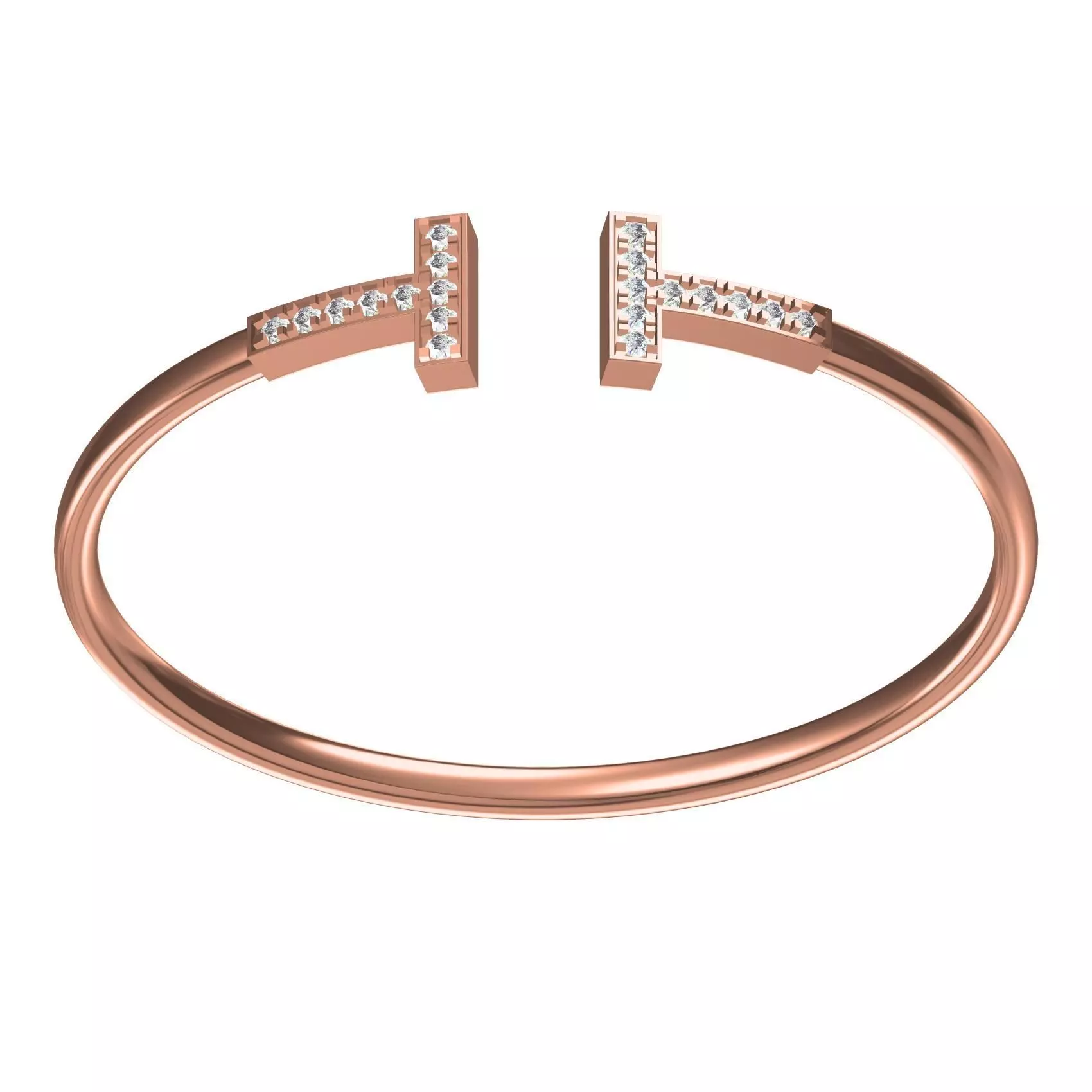 T Cuff Bracelet 3D print model_0