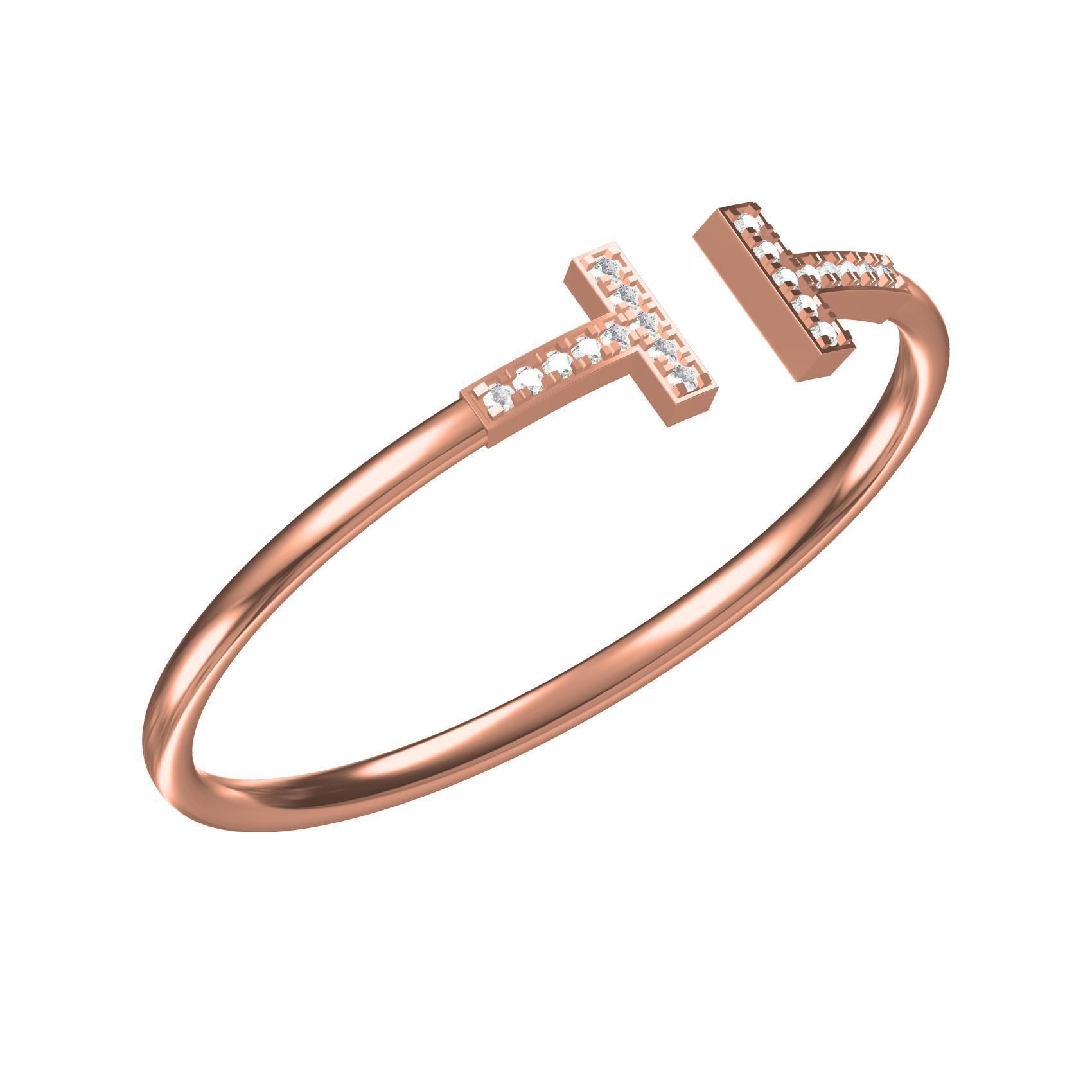 T Cuff Bracelet 3D print model_5