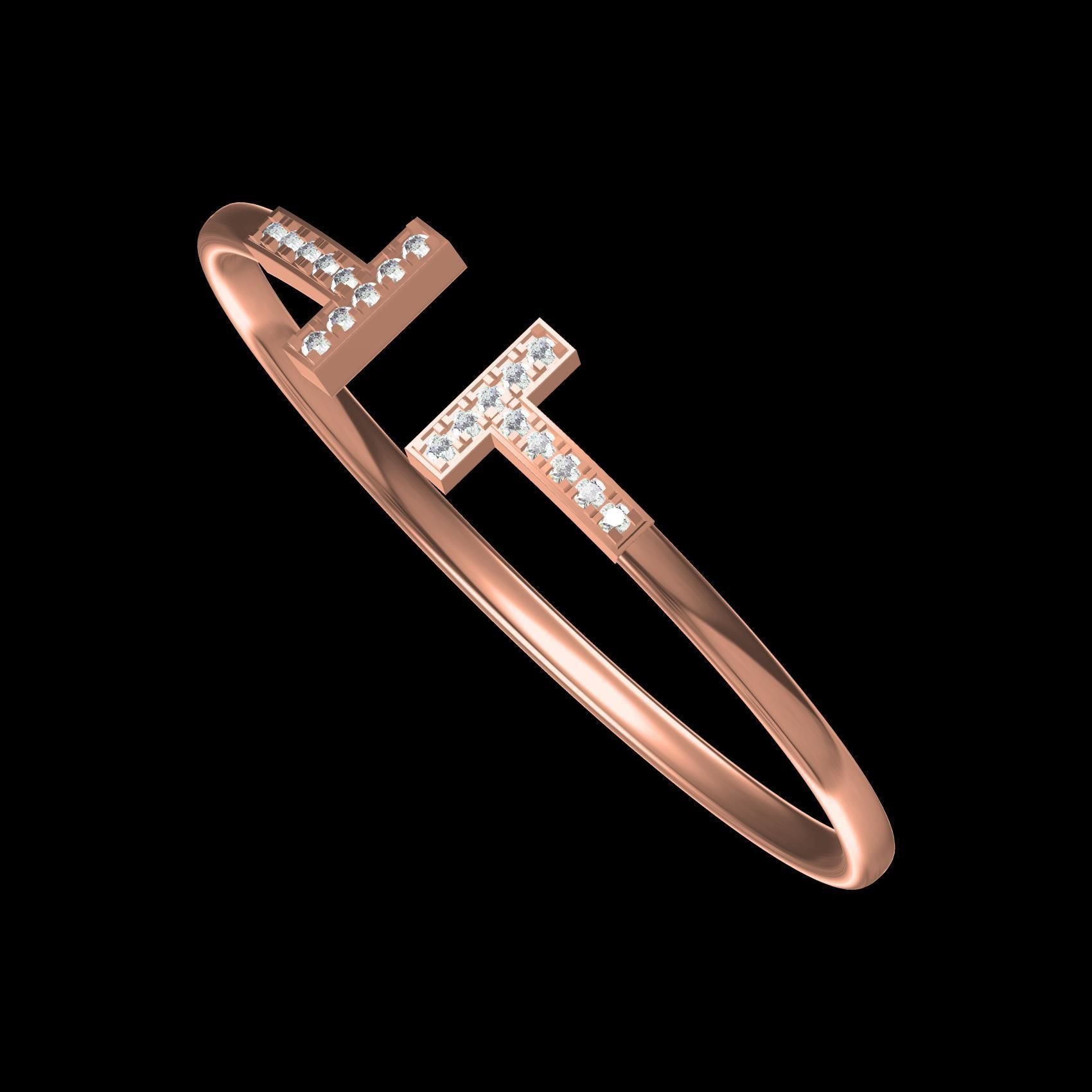 T Cuff Bracelet 3D print model_11
