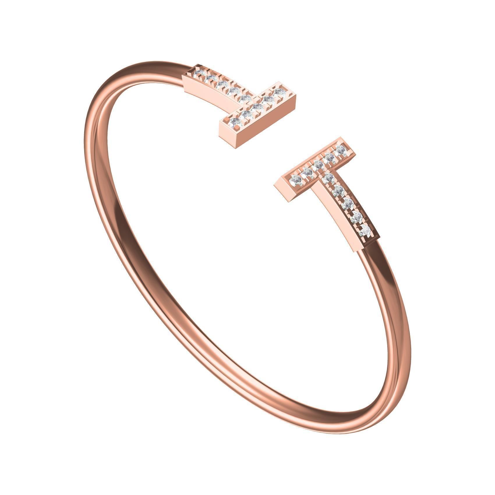 T Cuff Bracelet 3D print model_8