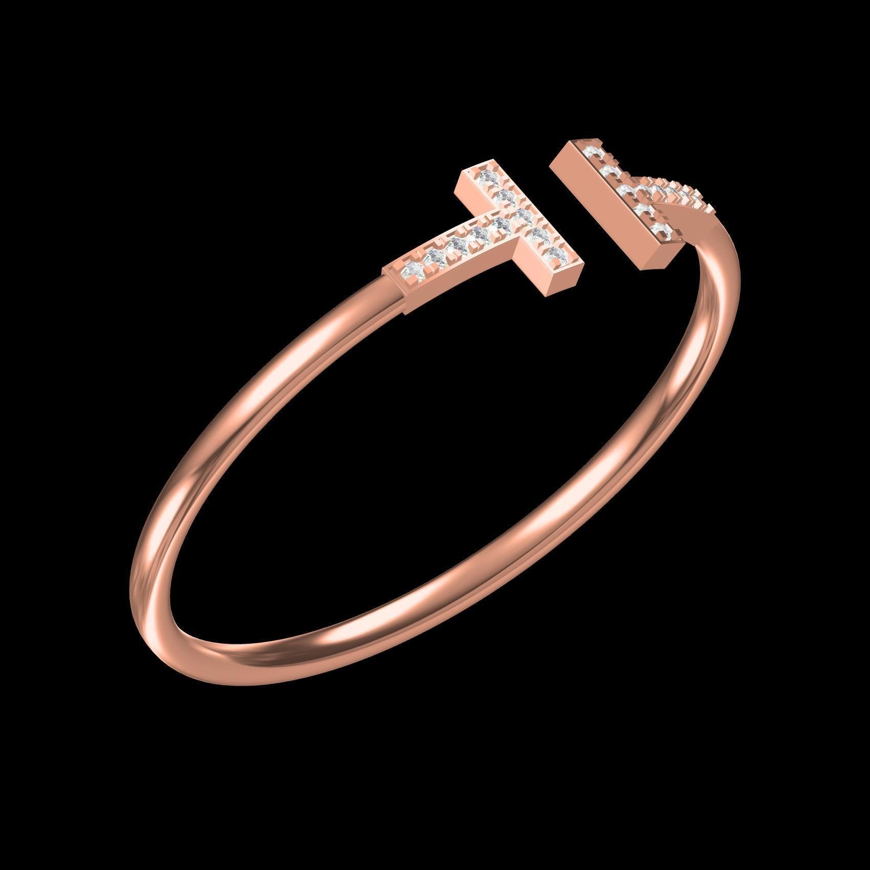 T Cuff Bracelet 3D print model_12