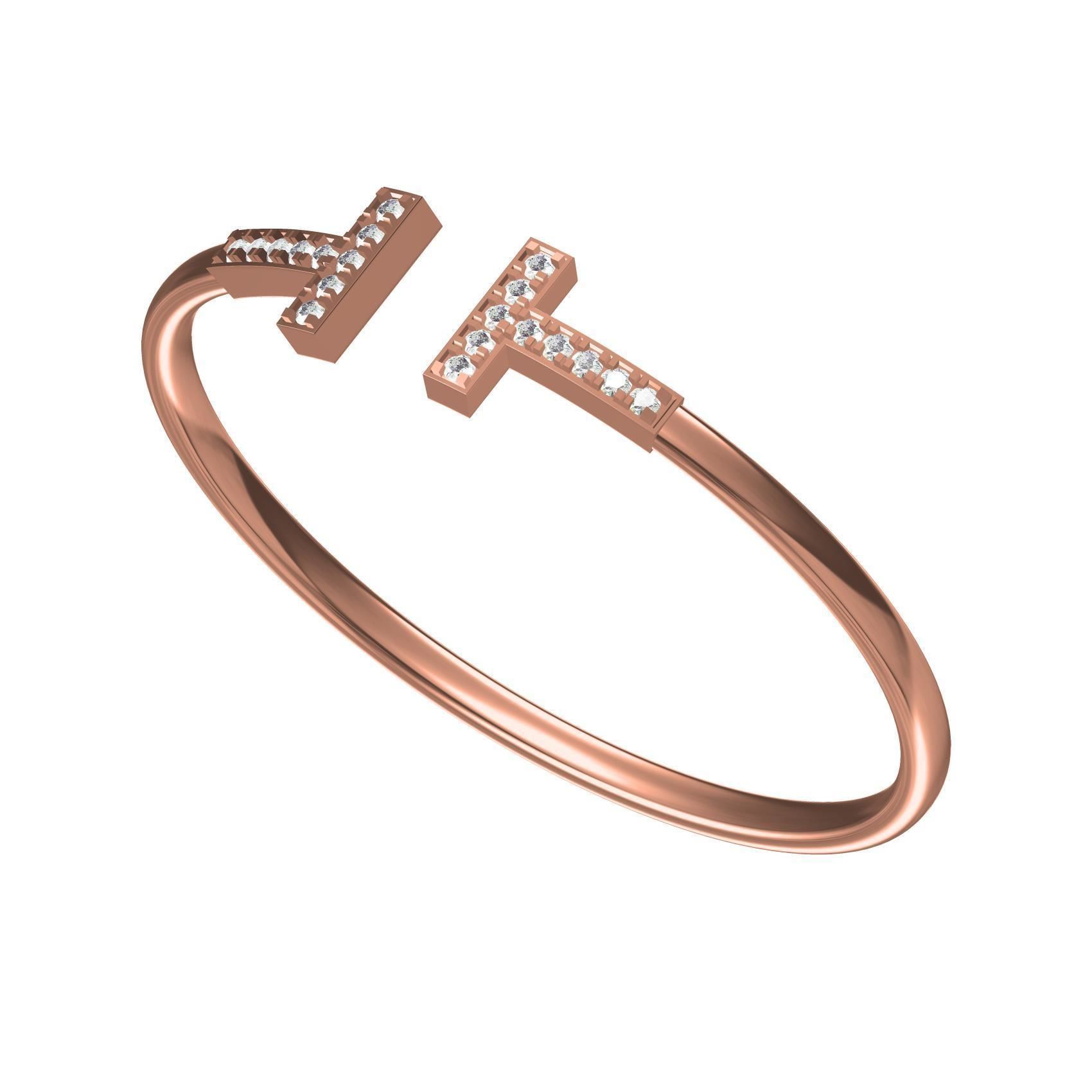 T Cuff Bracelet 3D print model_4