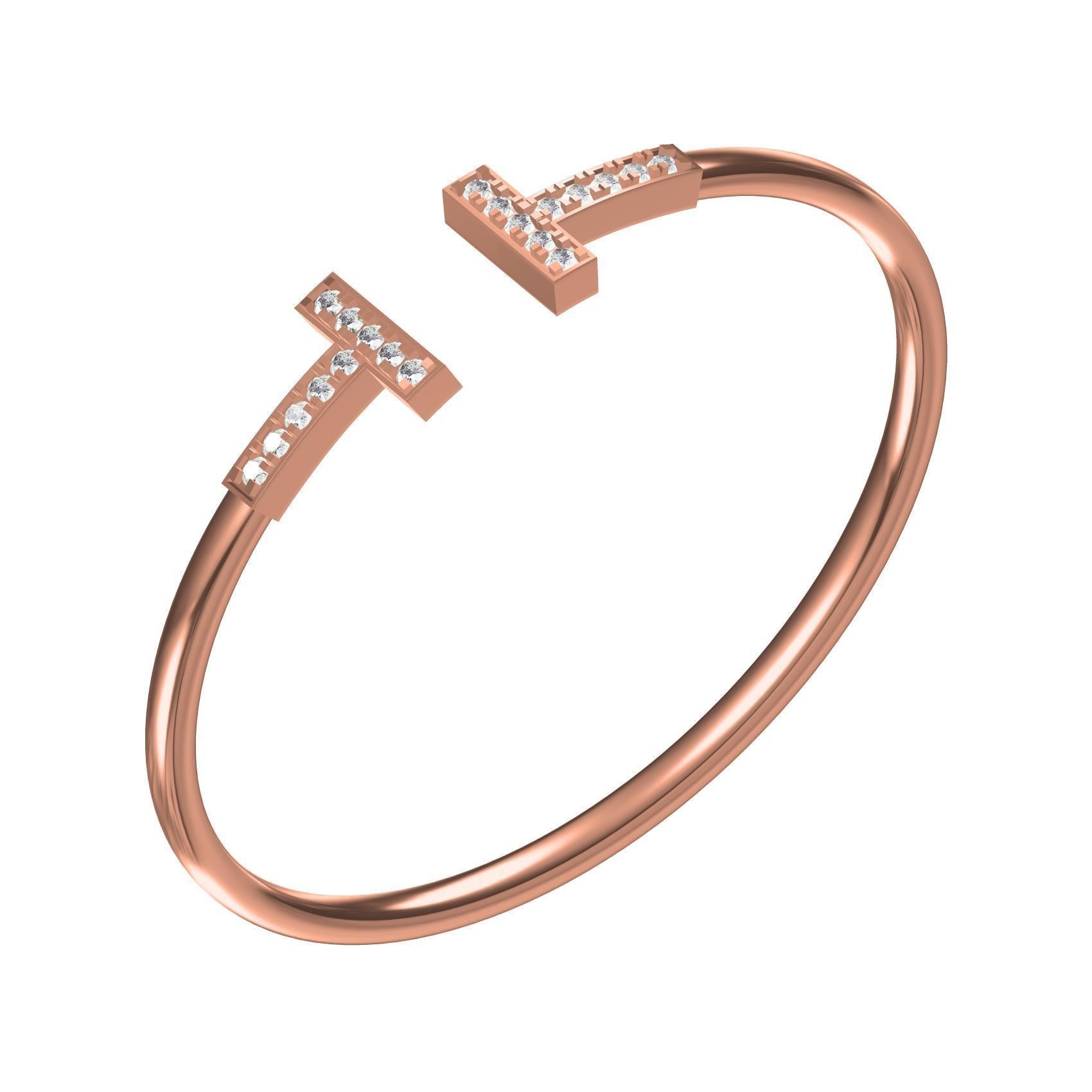 T Cuff Bracelet 3D print model_7