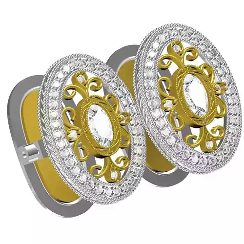 Oval Diamond Art Deco Cufflink
