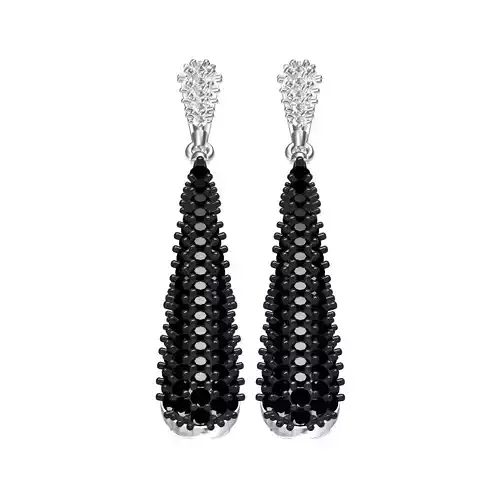 Black and White Diamond Double Drop Earring