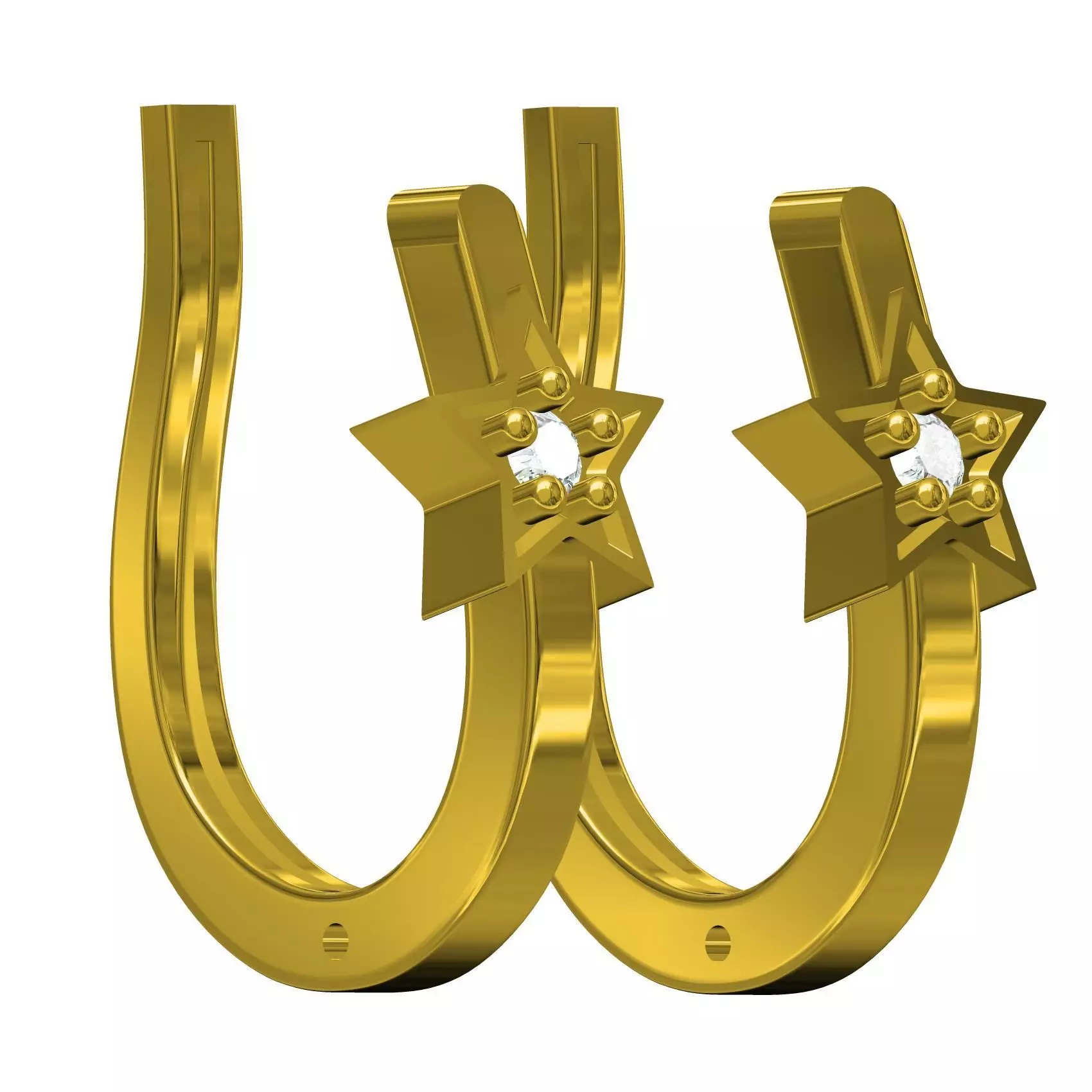 Single Diamond Star Earring 3D print model