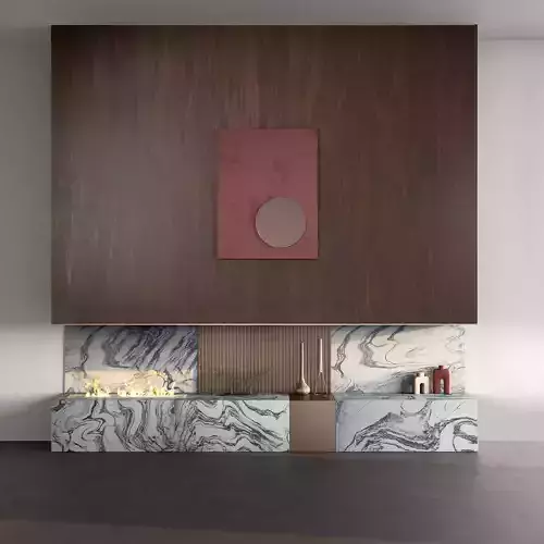 Decorated Wall With Fireplace 3D model
