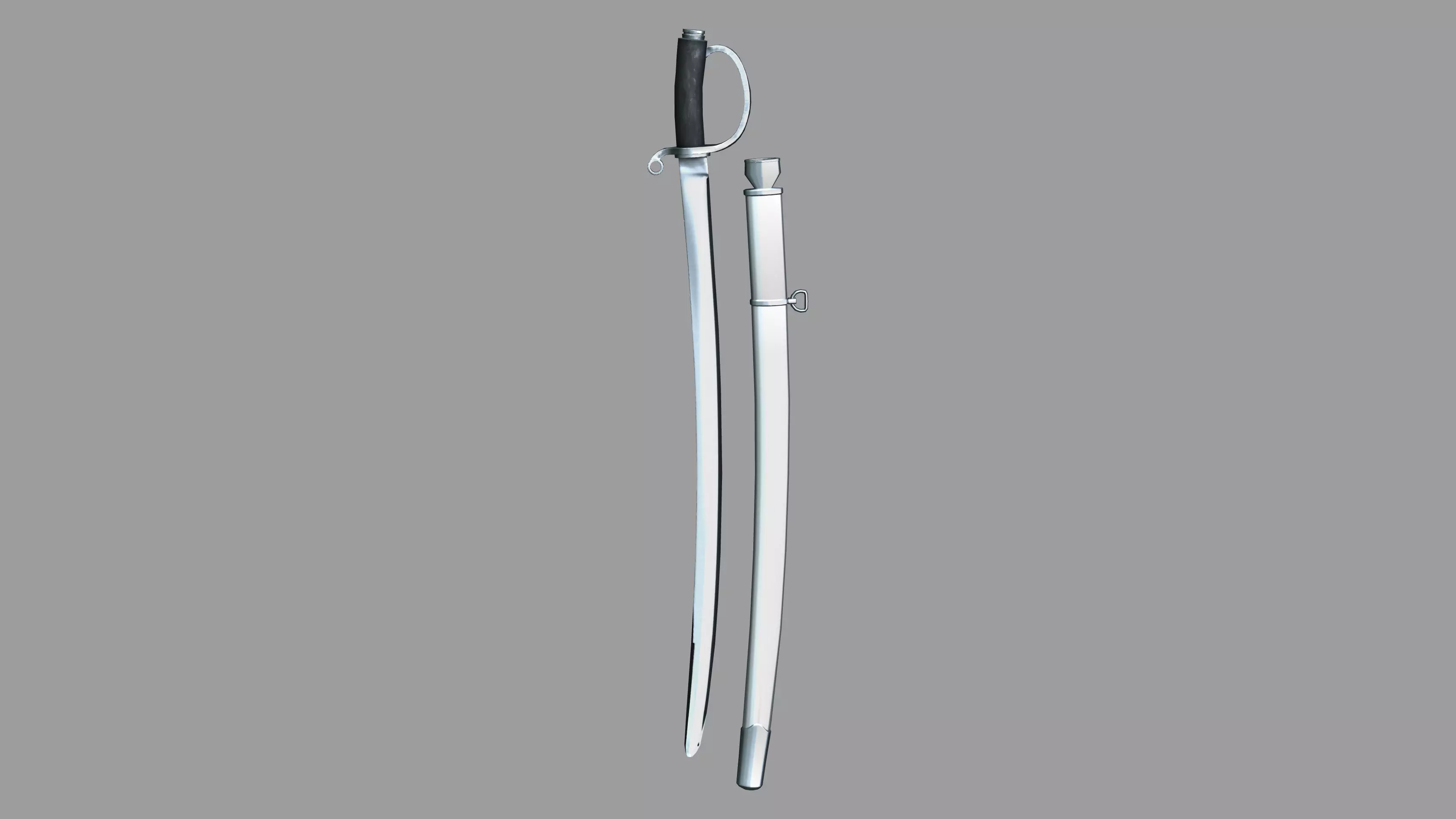 Futuristic Sword Saber With Scabbard Low-poly 3D model_0