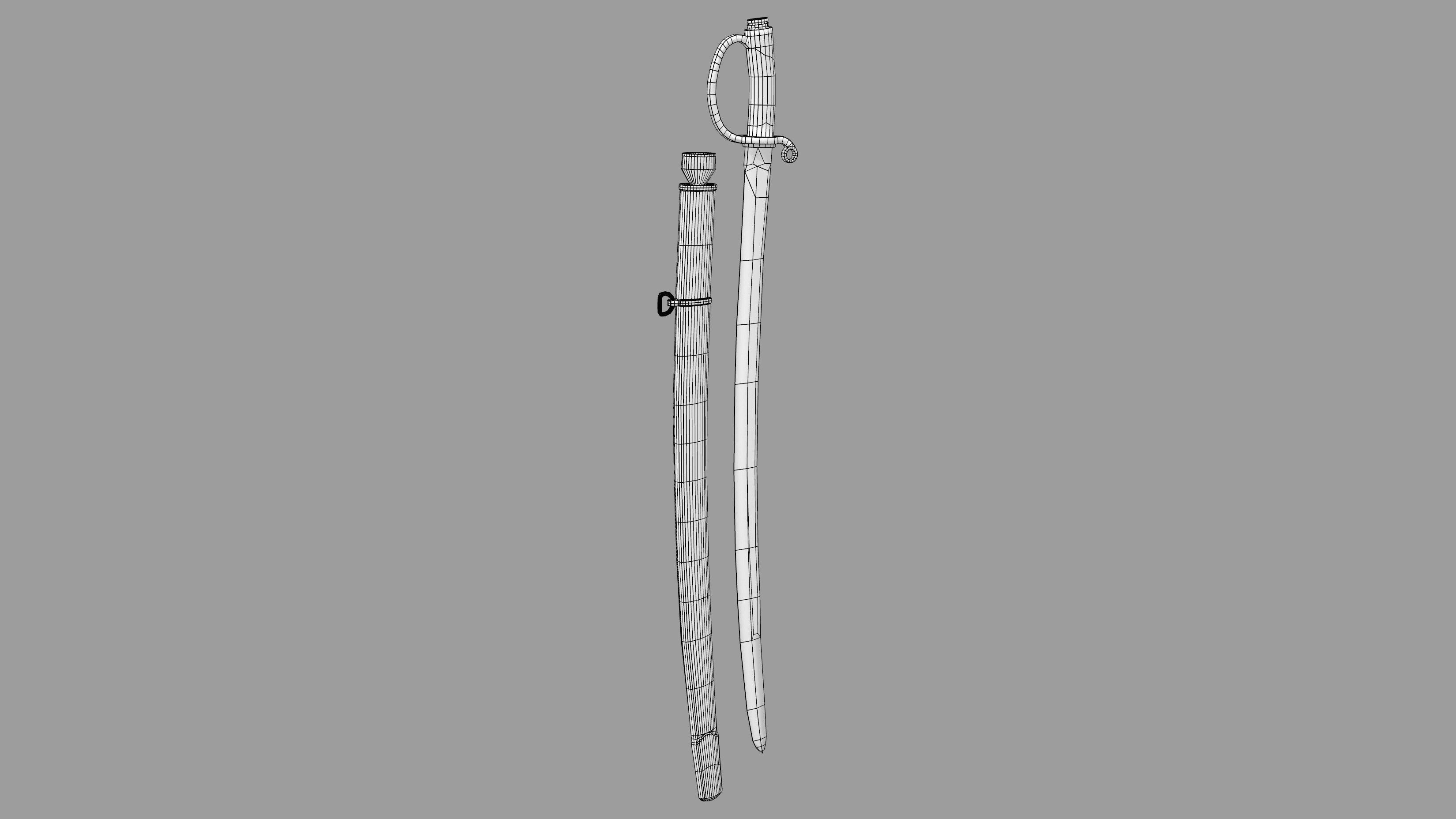 Futuristic Sword Saber With Scabbard Low-poly 3D model_6