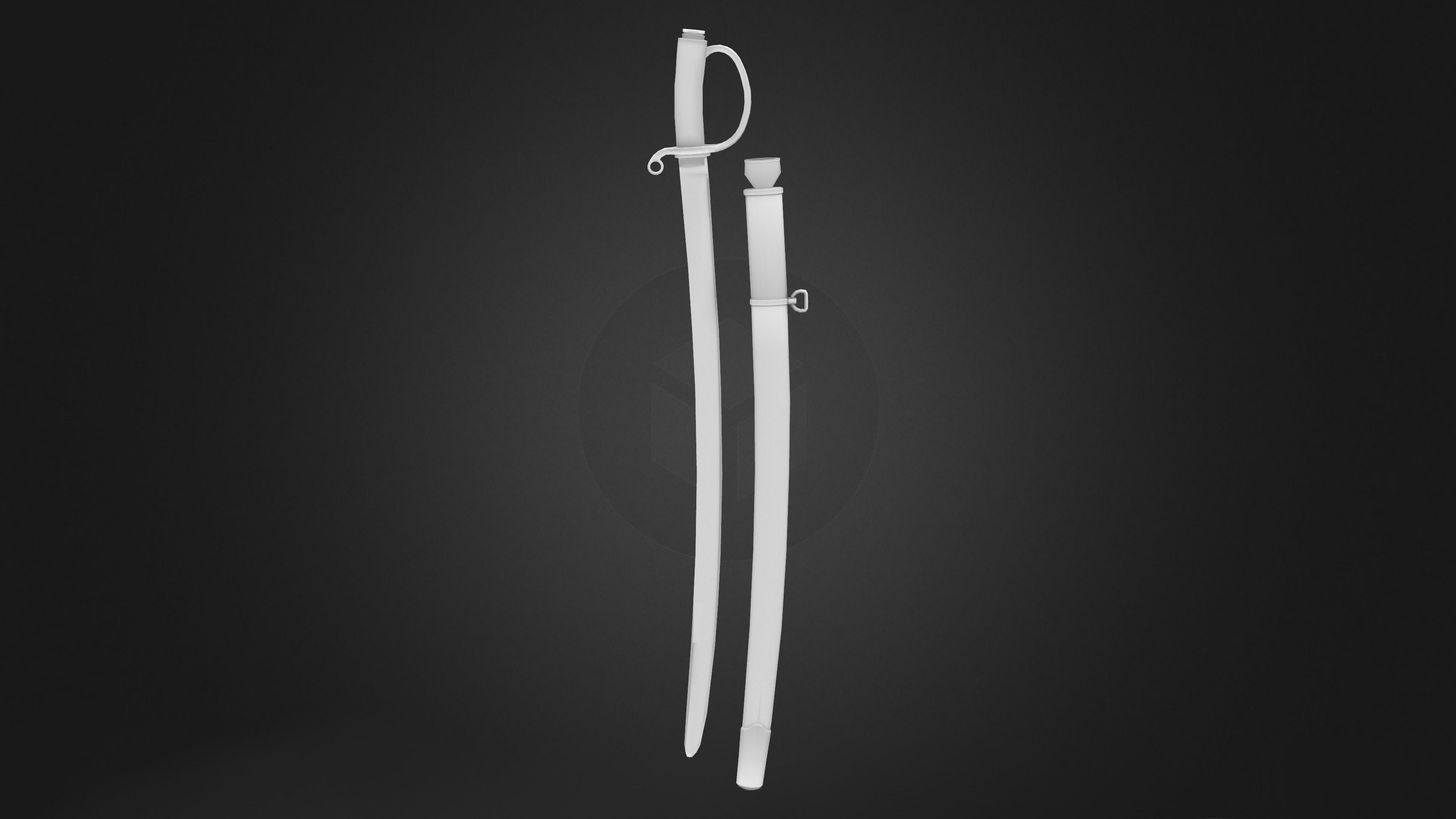 Futuristic Sword Saber With Scabbard Low-poly 3D model_7