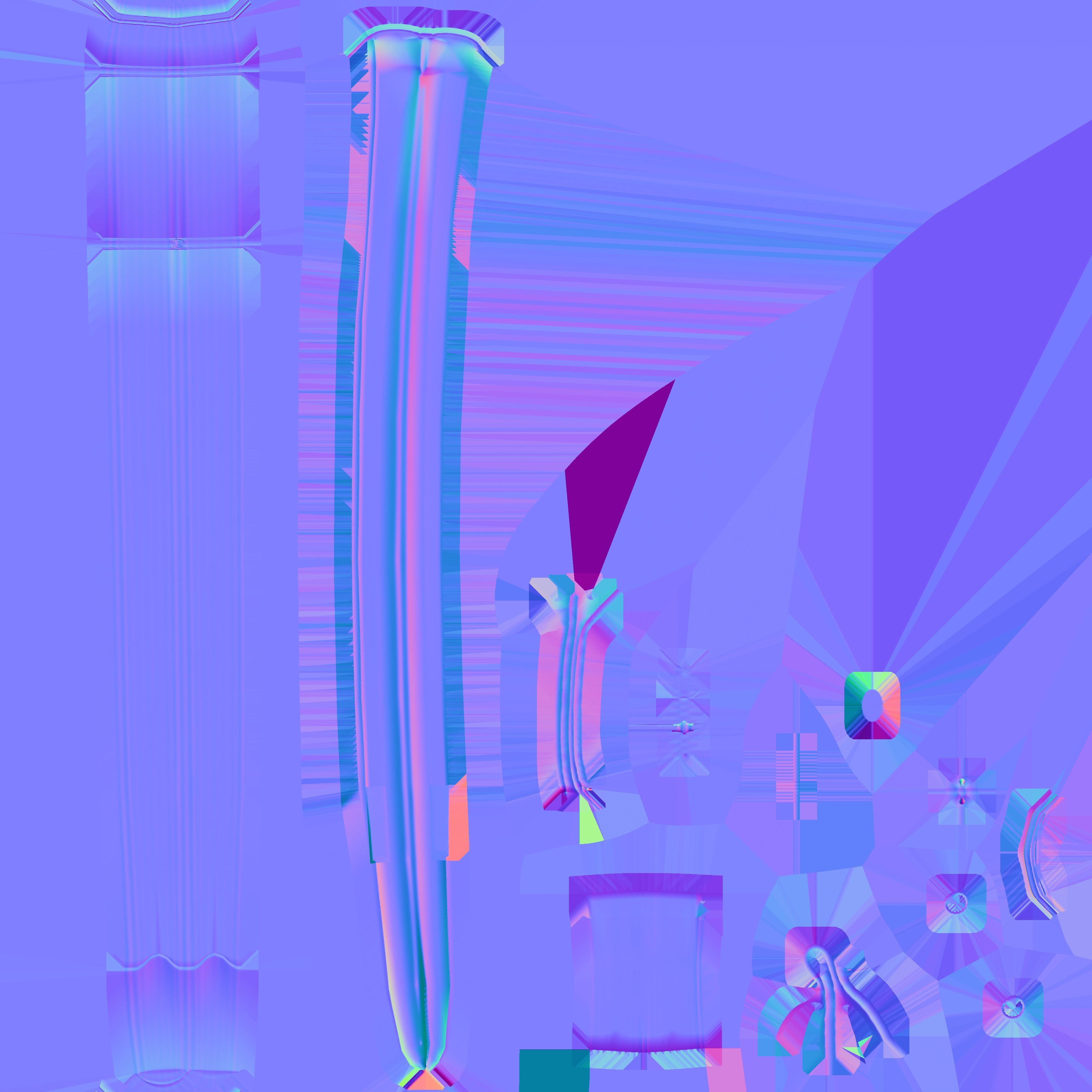 Futuristic Sword Saber With Scabbard Low-poly 3D model_9