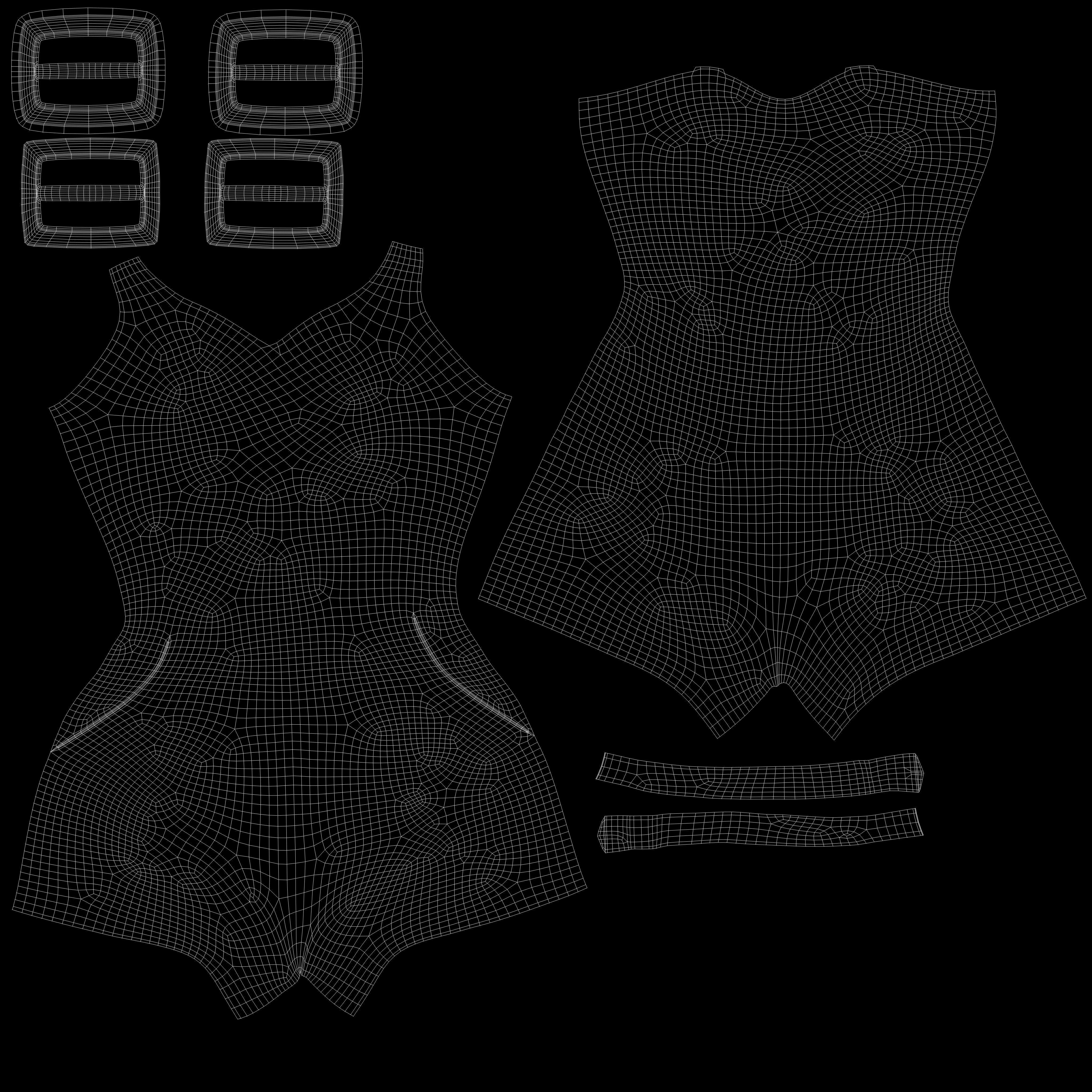 Female Denim Shorts Overalls Low-poly 3D model_13