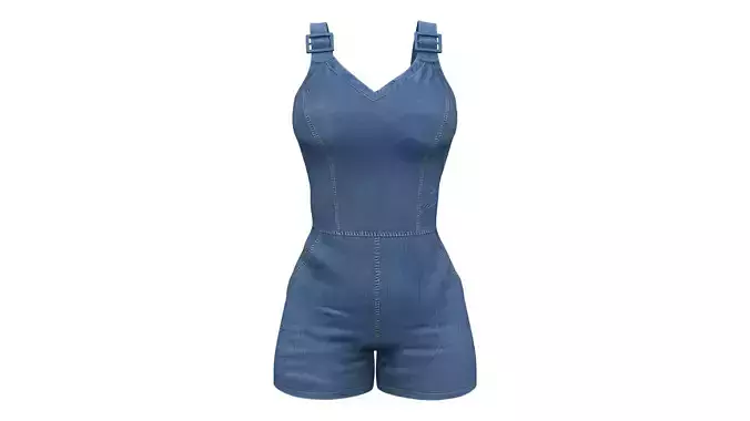 Female Denim Shorts Overalls Low-poly 3D model Female Denim Shorts Overalls Low-poly 3D model