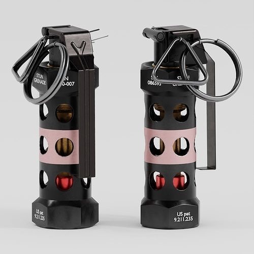 Flashbang fire extinguisher grenade Low-poly 3D model