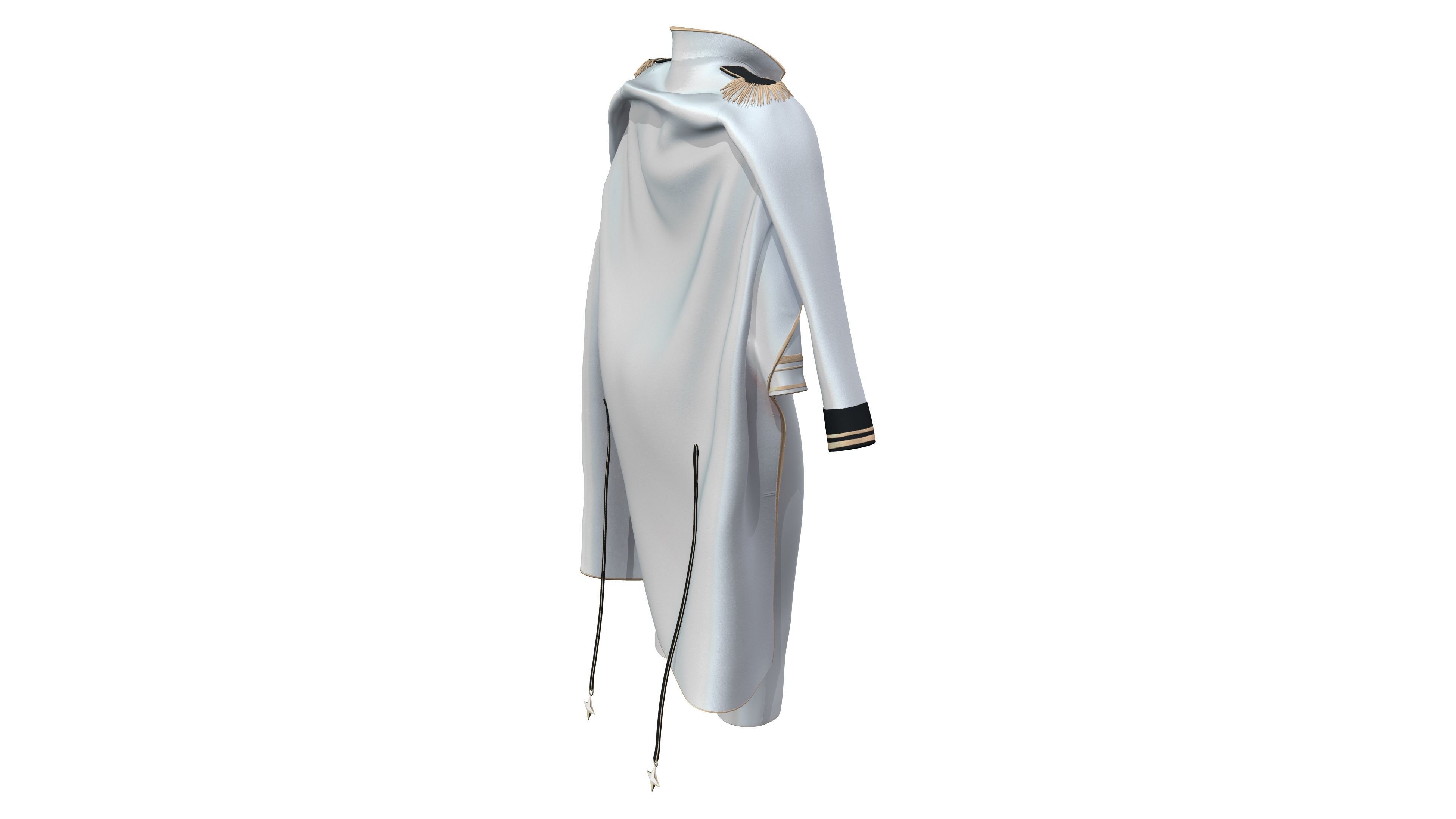 Futuristic Concept Commander Body Suit With Overcoat Low-poly 3D model_5