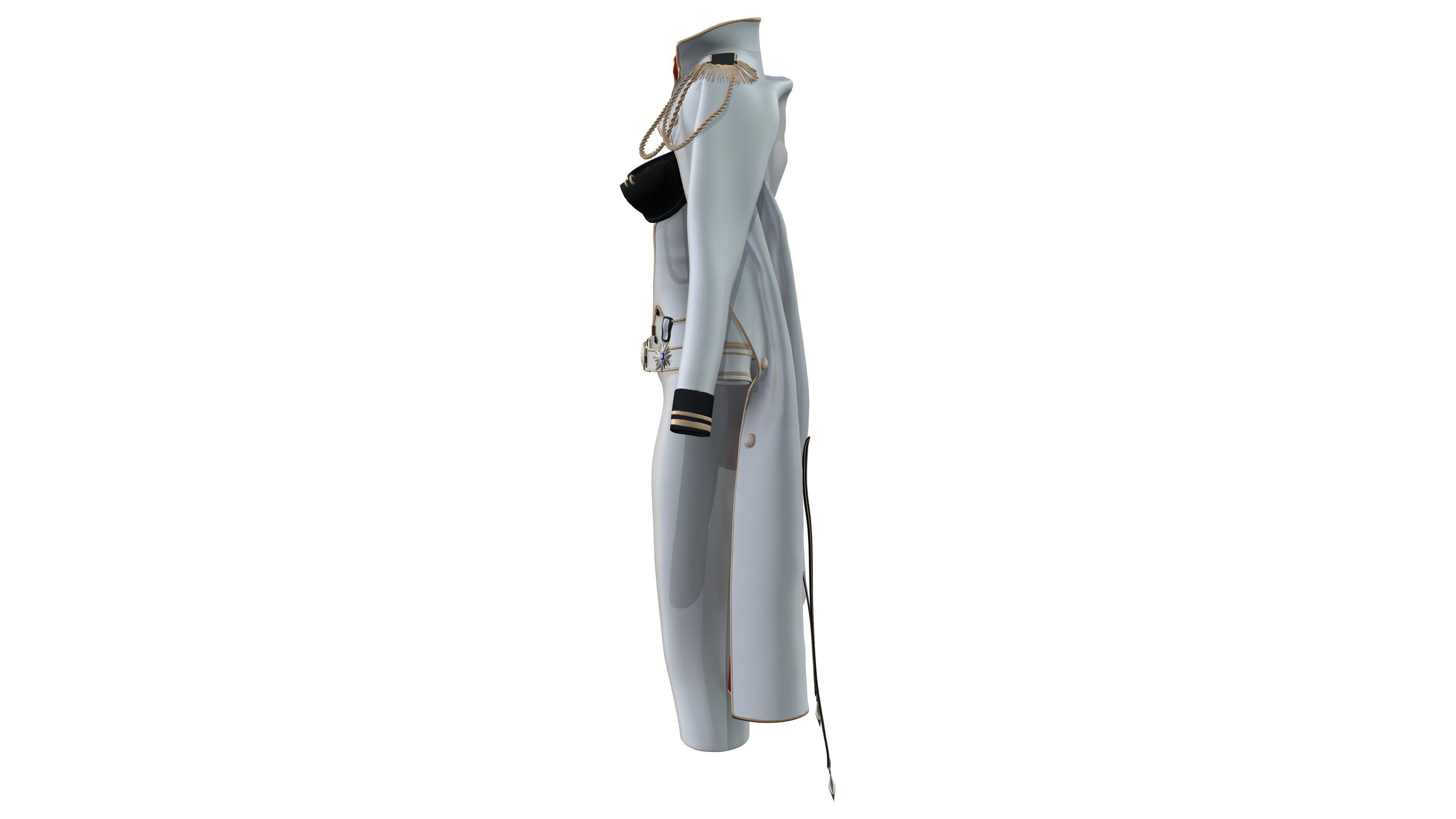 Futuristic Concept Commander Body Suit With Overcoat Low-poly 3D model_3