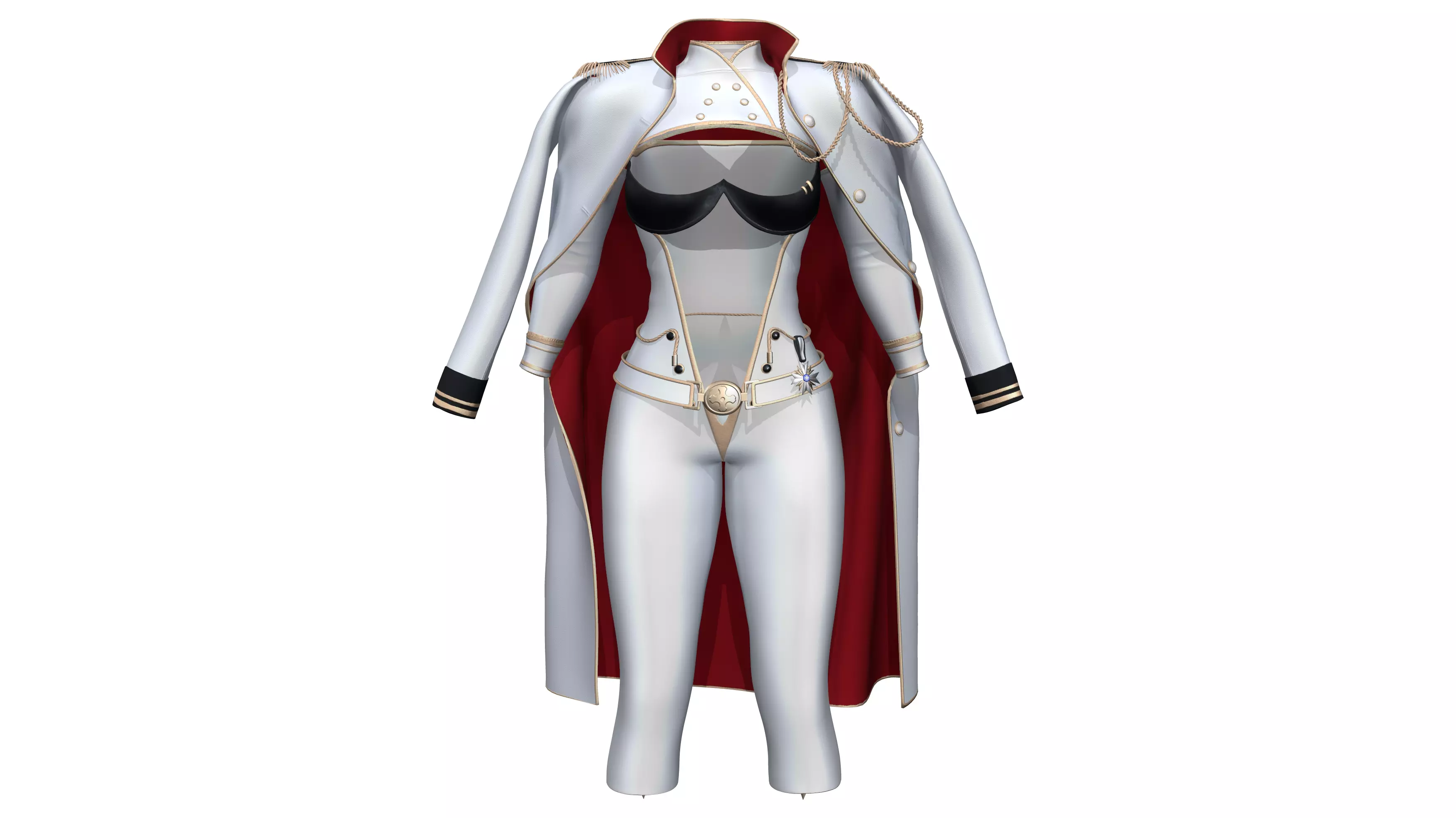 Futuristic Concept Commander Body Suit With Overcoat Low-poly 3D model_0