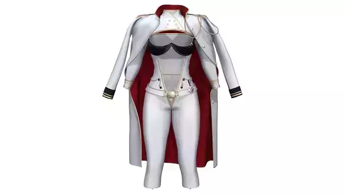 Futuristic Concept Commander Body Suit With Overcoat Low-poly 3D model