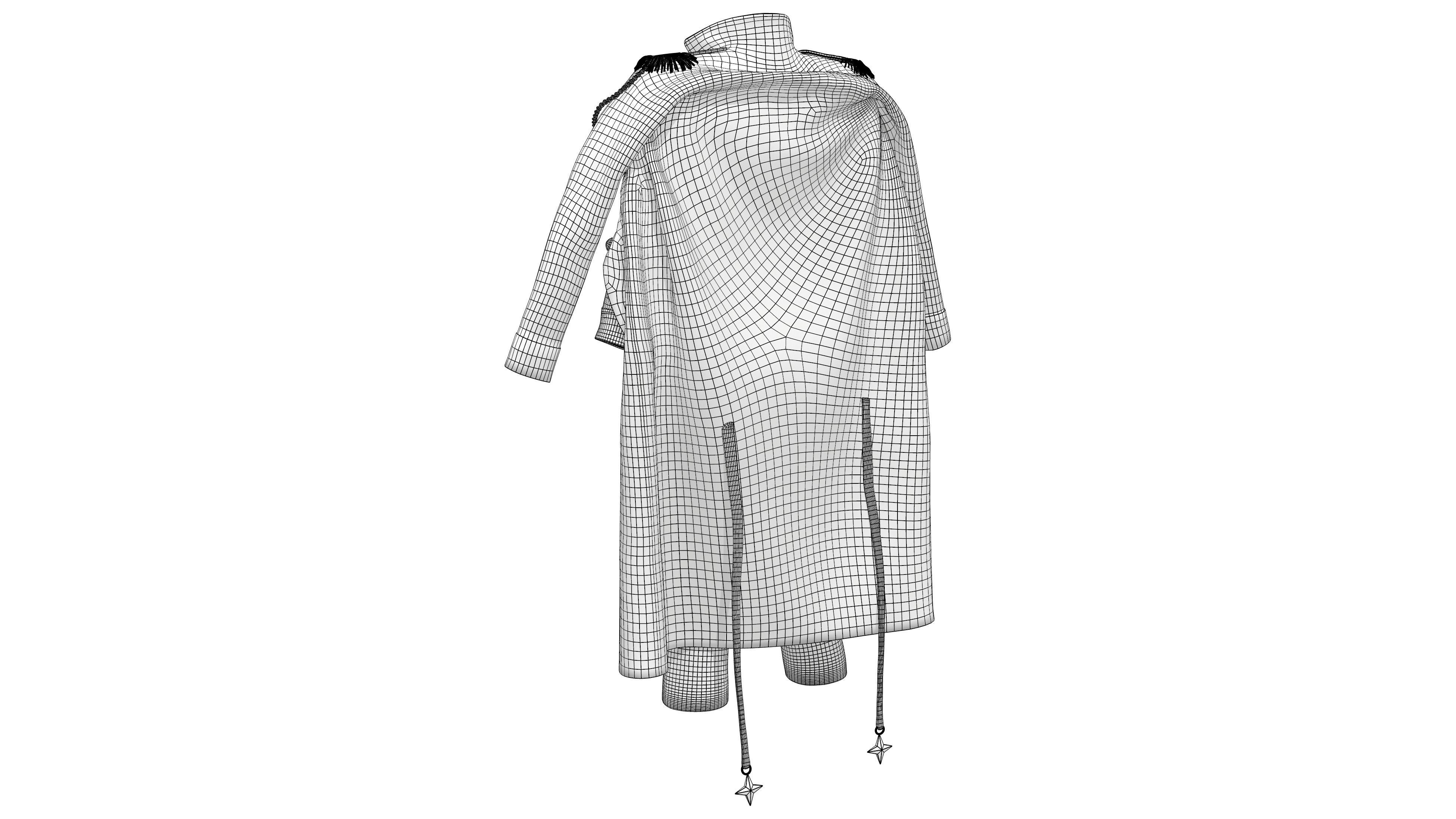 Futuristic Concept Commander Body Suit With Overcoat Low-poly 3D model_7