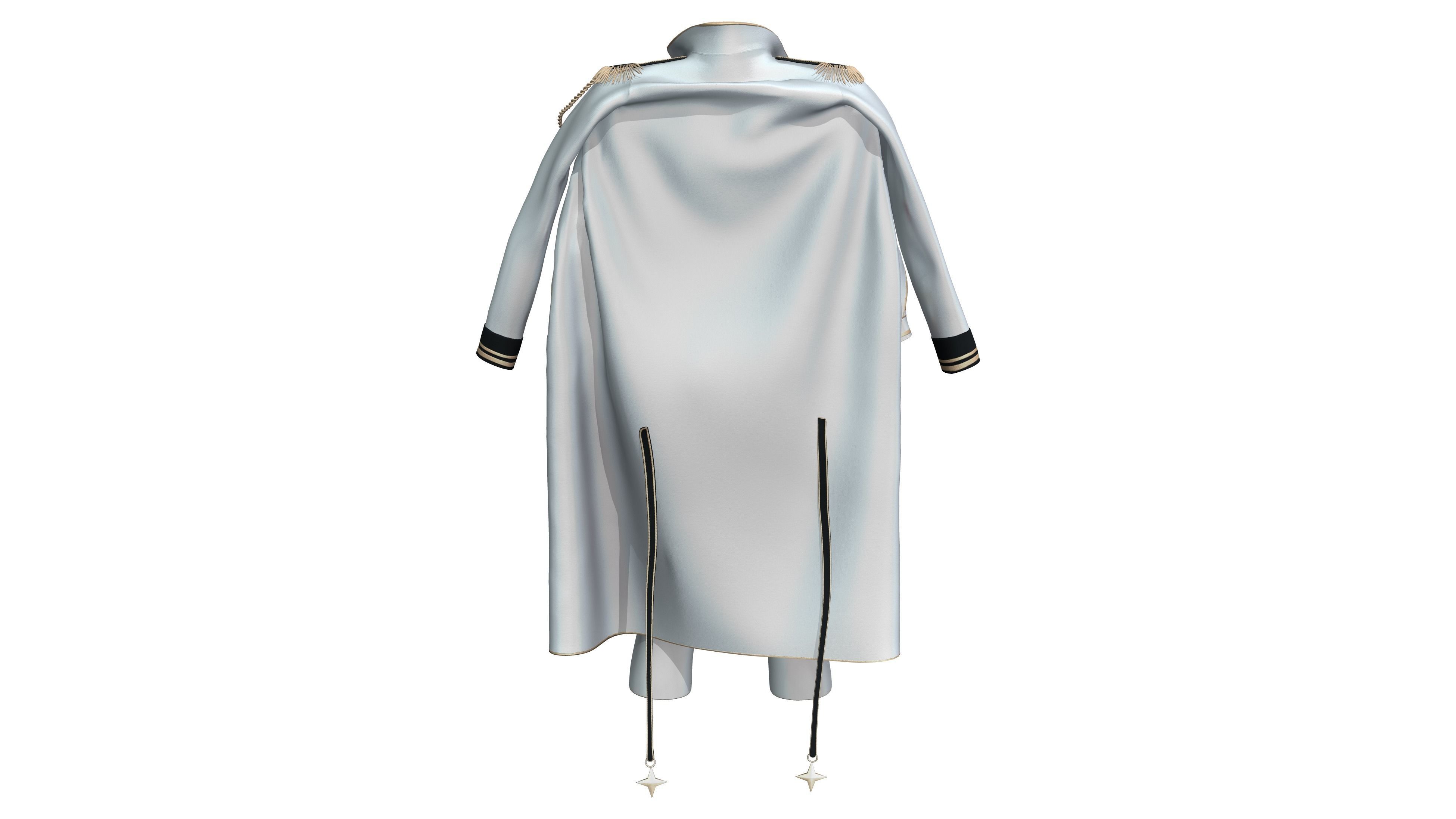 Futuristic Concept Commander Body Suit With Overcoat Low-poly 3D model_4