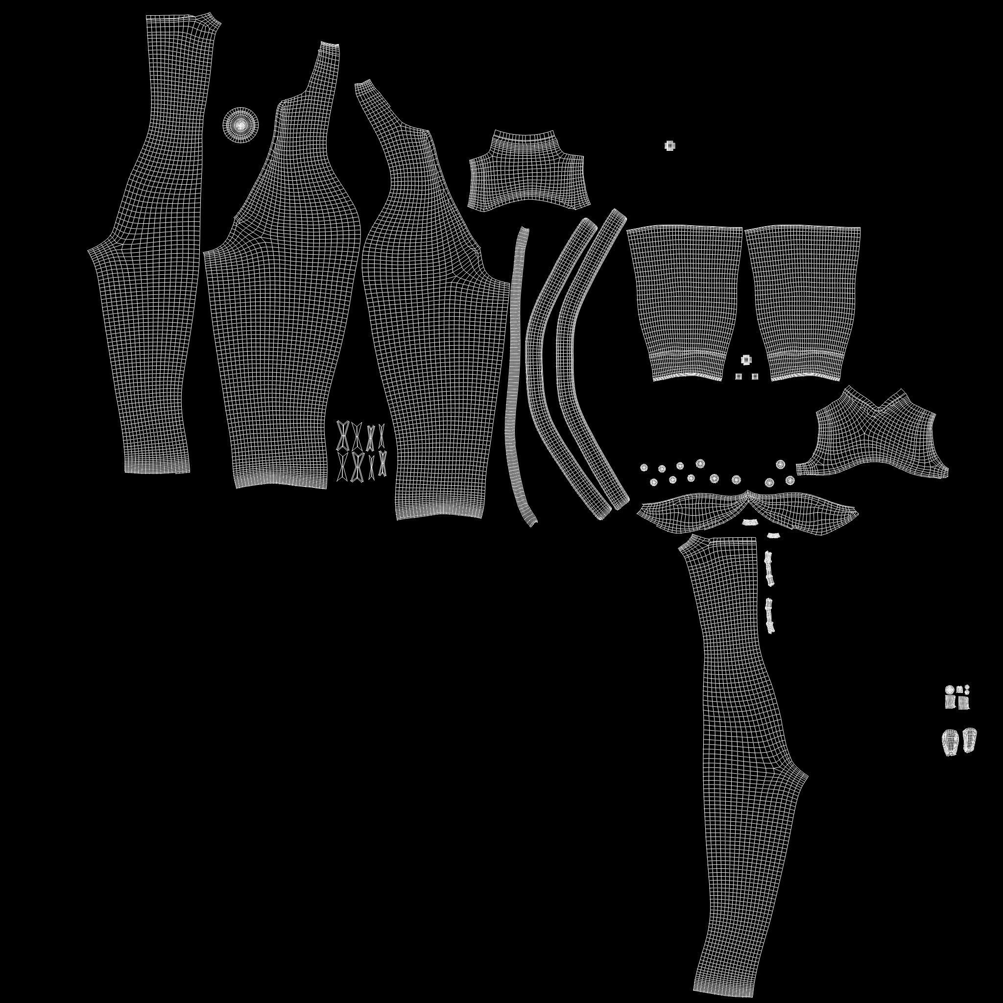 Futuristic Concept Commander Body Suit With Overcoat Low-poly 3D model_16