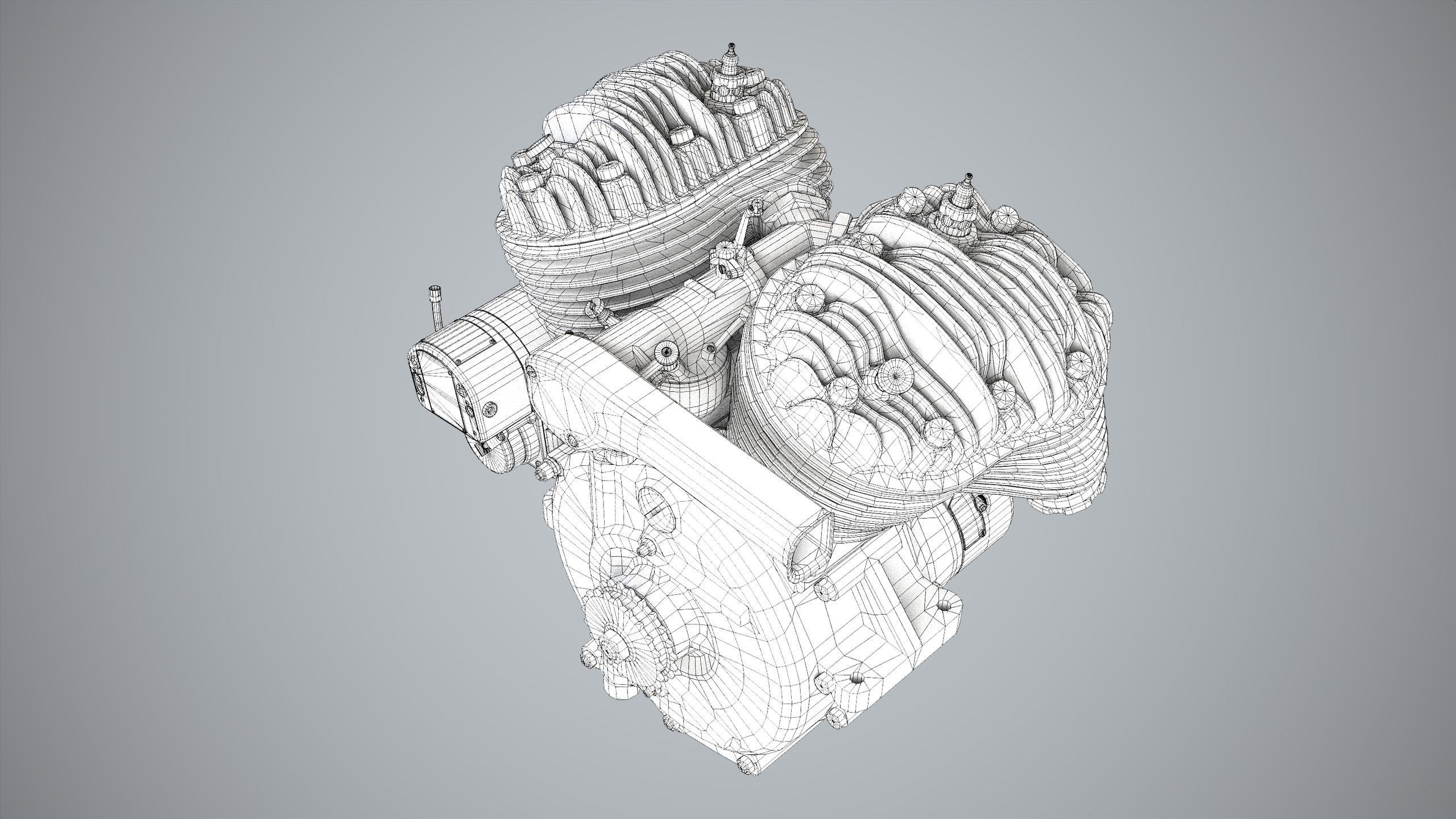 Rikuo type 97 Engine Low-poly 3D model_11