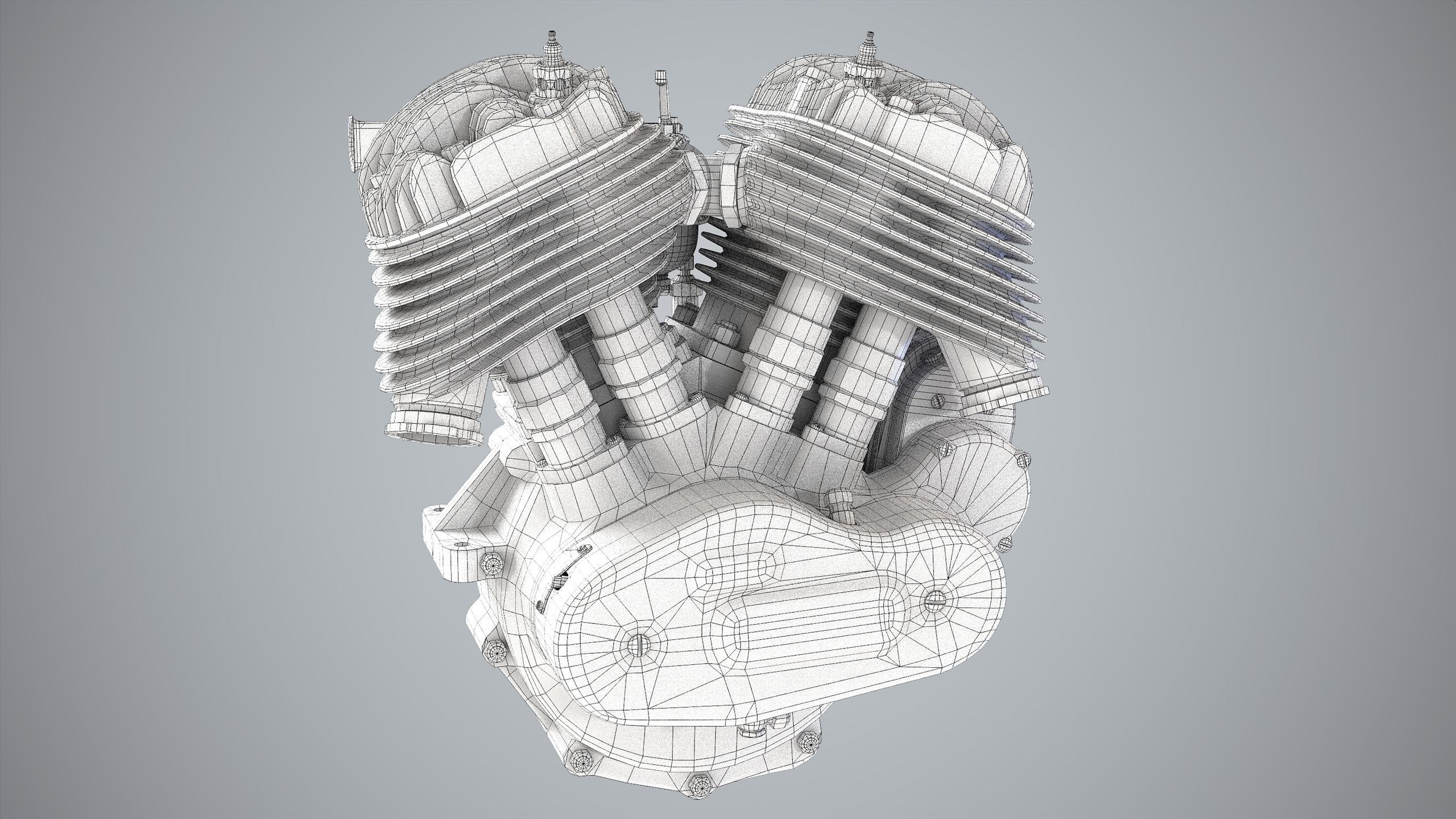 Rikuo type 97 Engine Low-poly 3D model_12