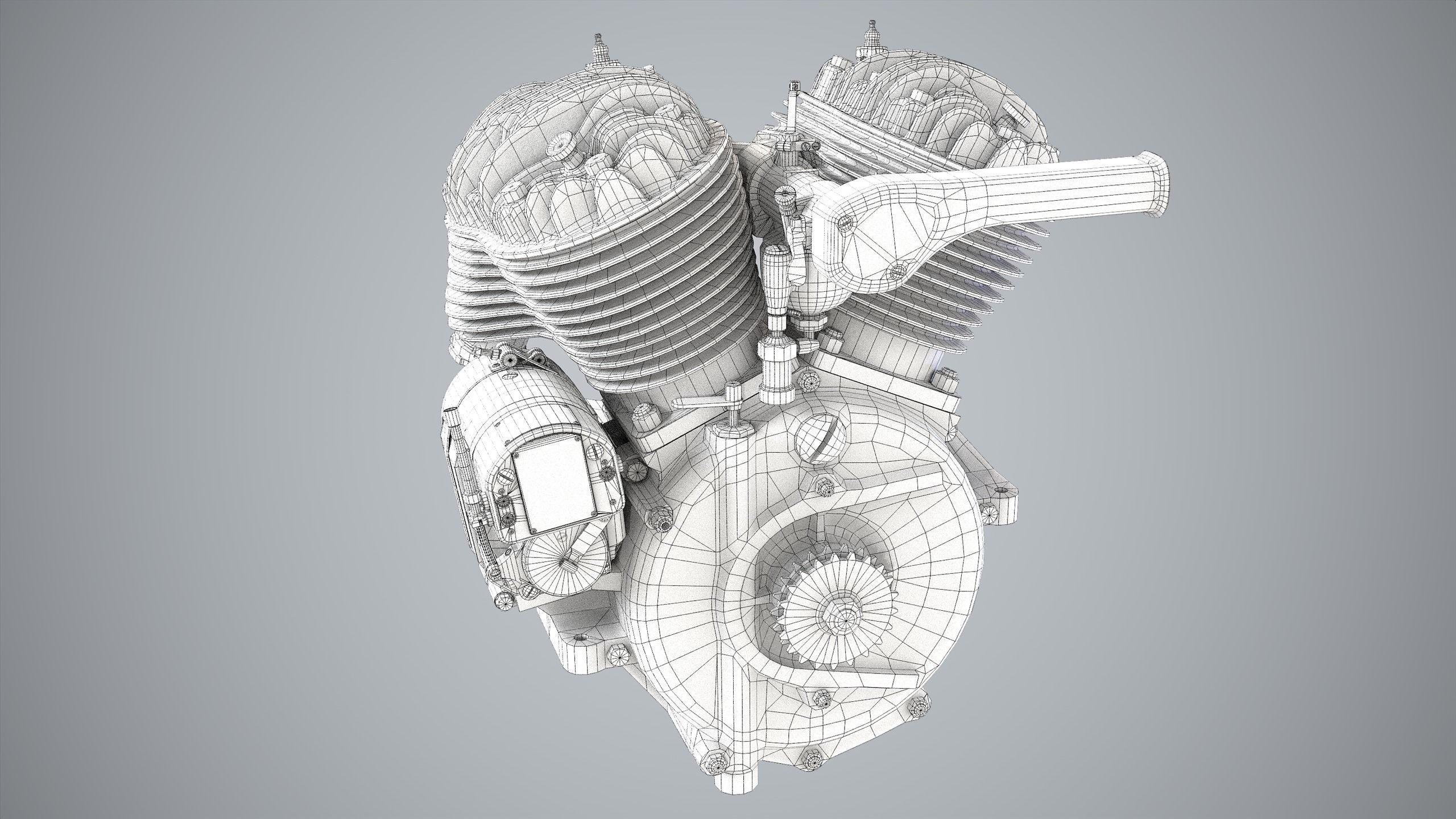 Rikuo type 97 Engine Low-poly 3D model_13