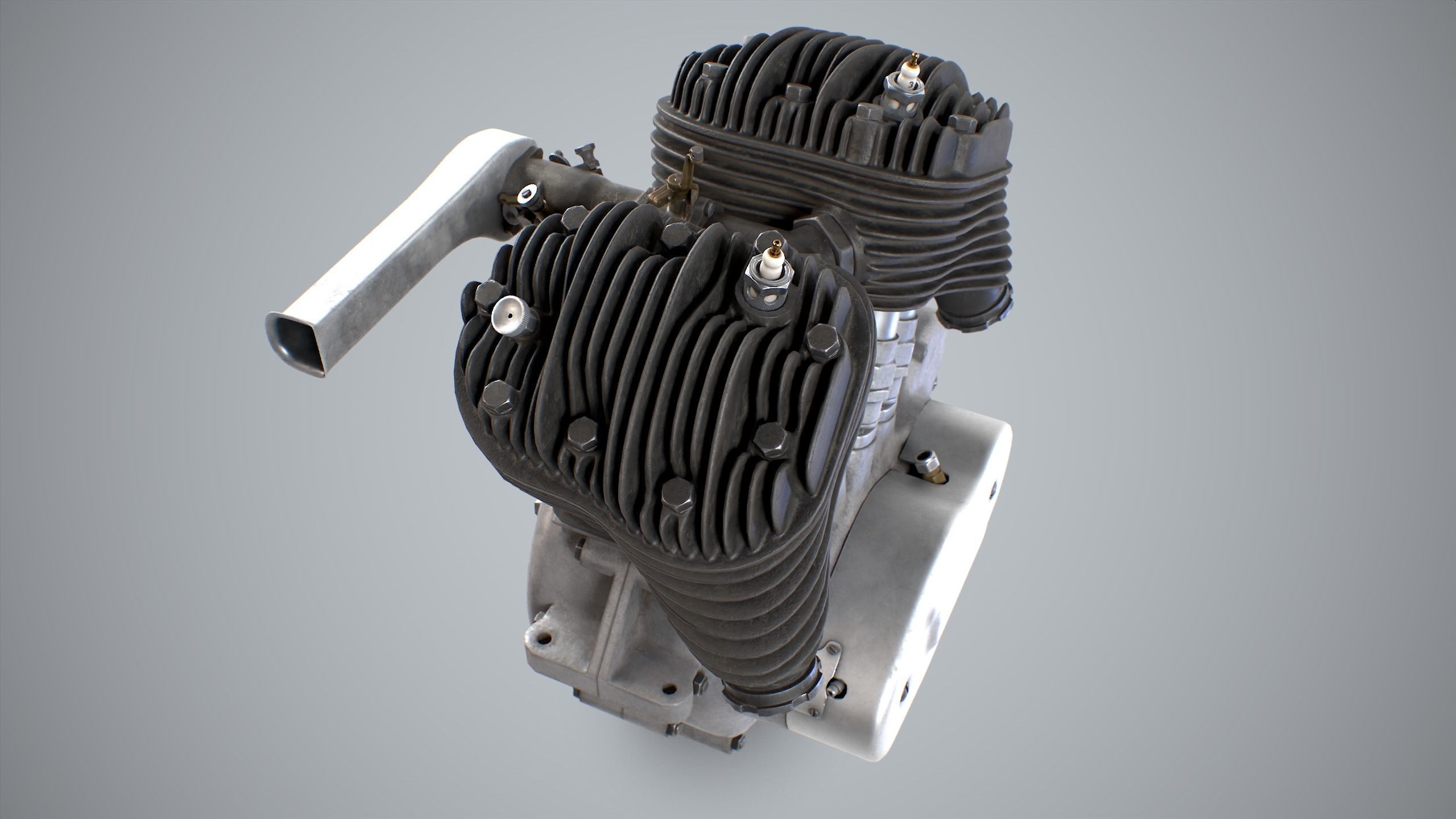 Rikuo type 97 Engine Low-poly 3D model_7