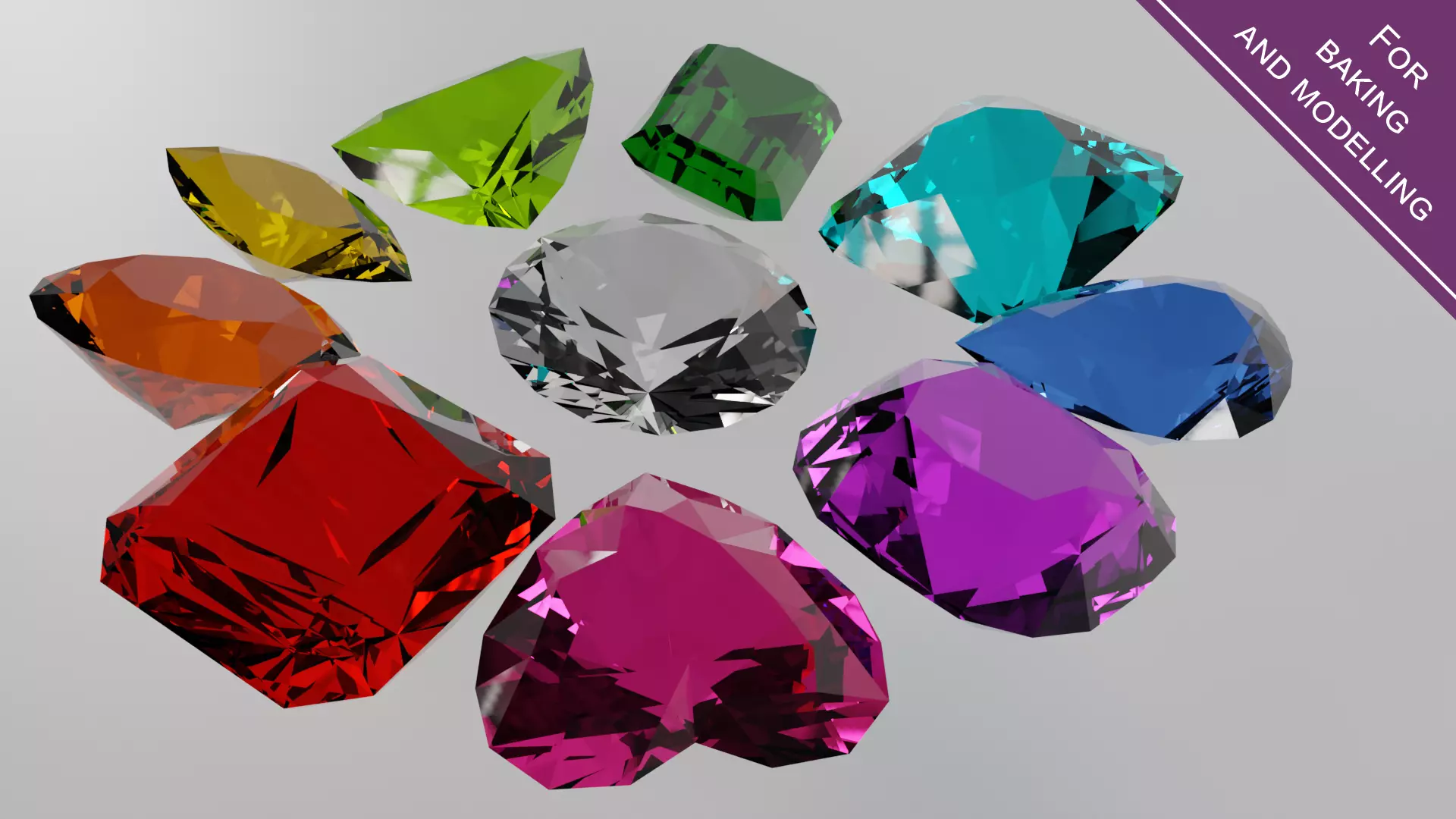 Basic gem cuts for modelling and baking Low-poly 3D model
