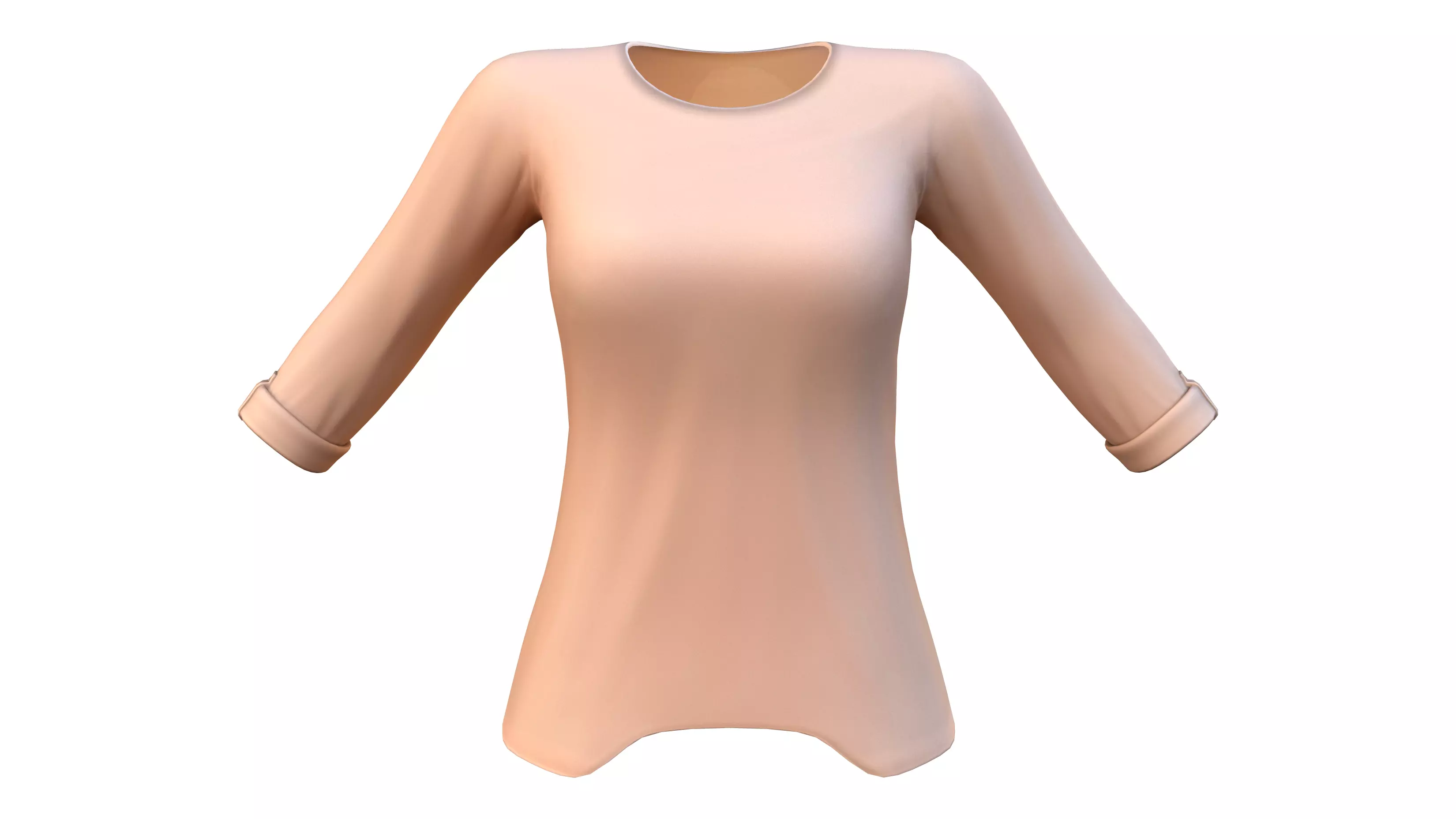 Beige Rolled Sleeves Top Low-poly 3D model