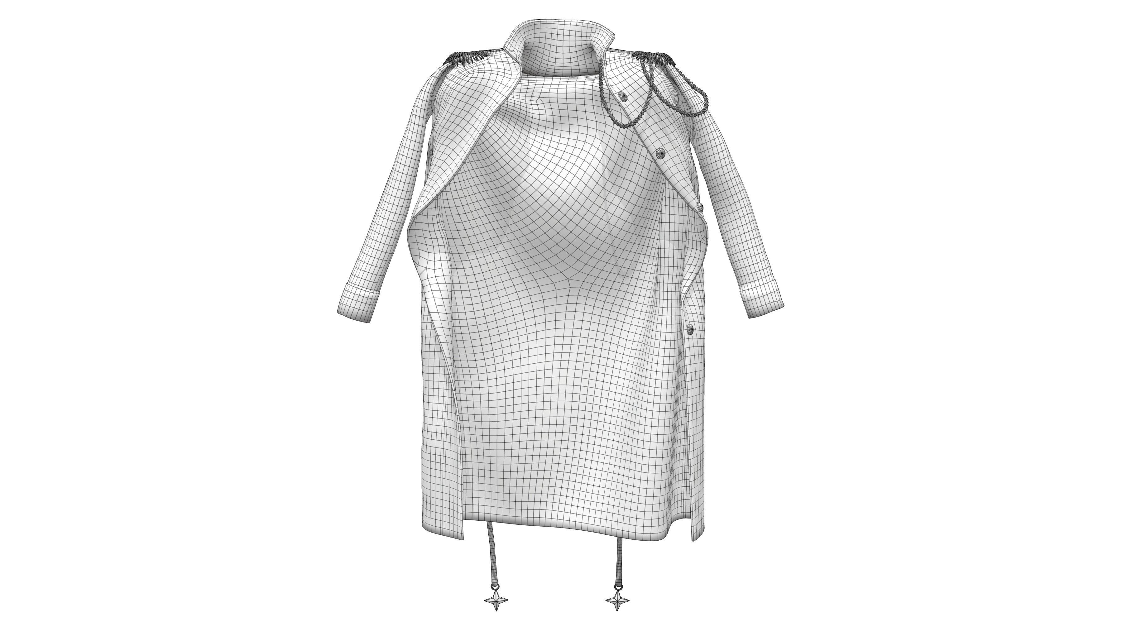 3D model Futuristic Commander Over Shoulders Coat VR / AR / low-poly ...