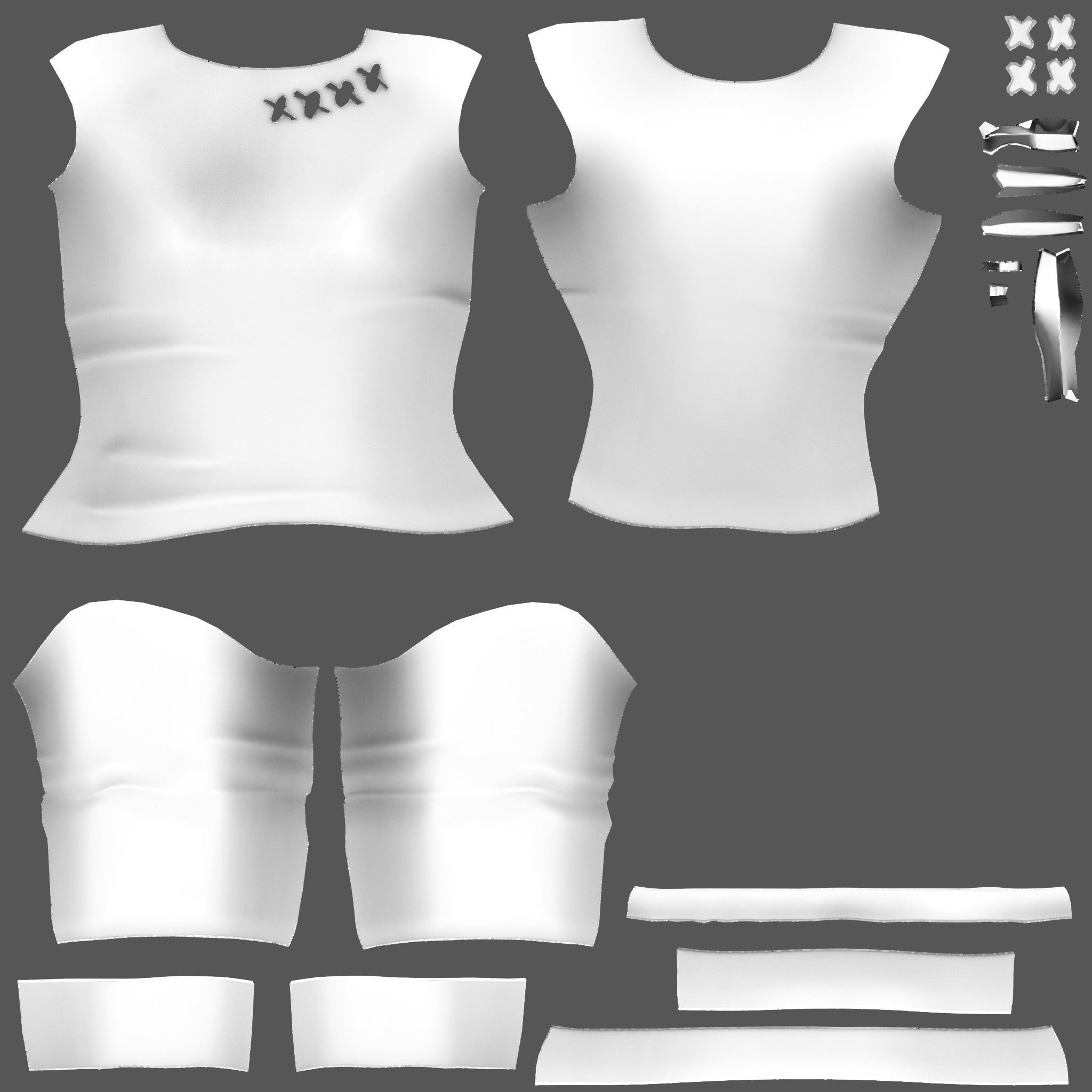 Cross Stitch Design Red Knitted Female Sweater Jumper Low-poly 3D model_12