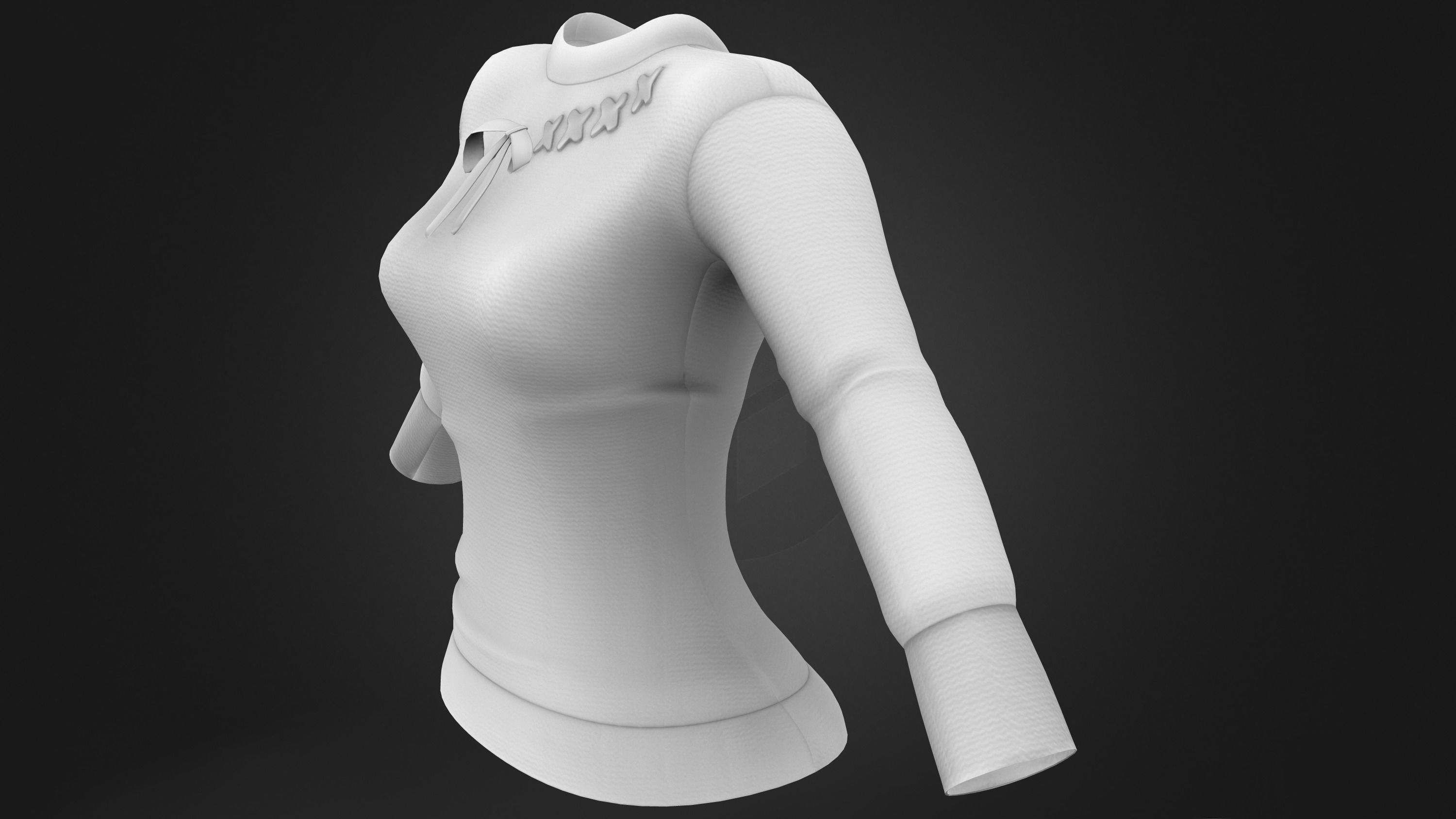 Cross Stitch Design Red Knitted Female Sweater Jumper Low-poly 3D model_8