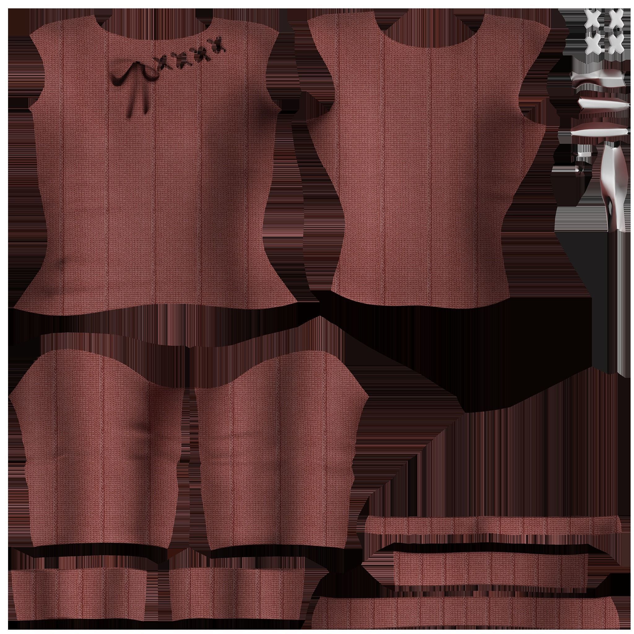 Cross Stitch Design Red Knitted Female Sweater Jumper Low-poly 3D model_9