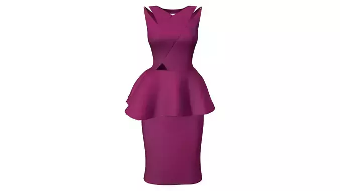 Cross Strap Cutout Maroon Peplum Dress