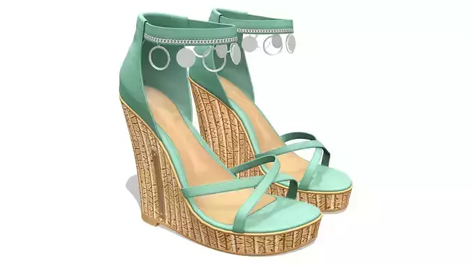 Green Cross Mid Heel Sandals
