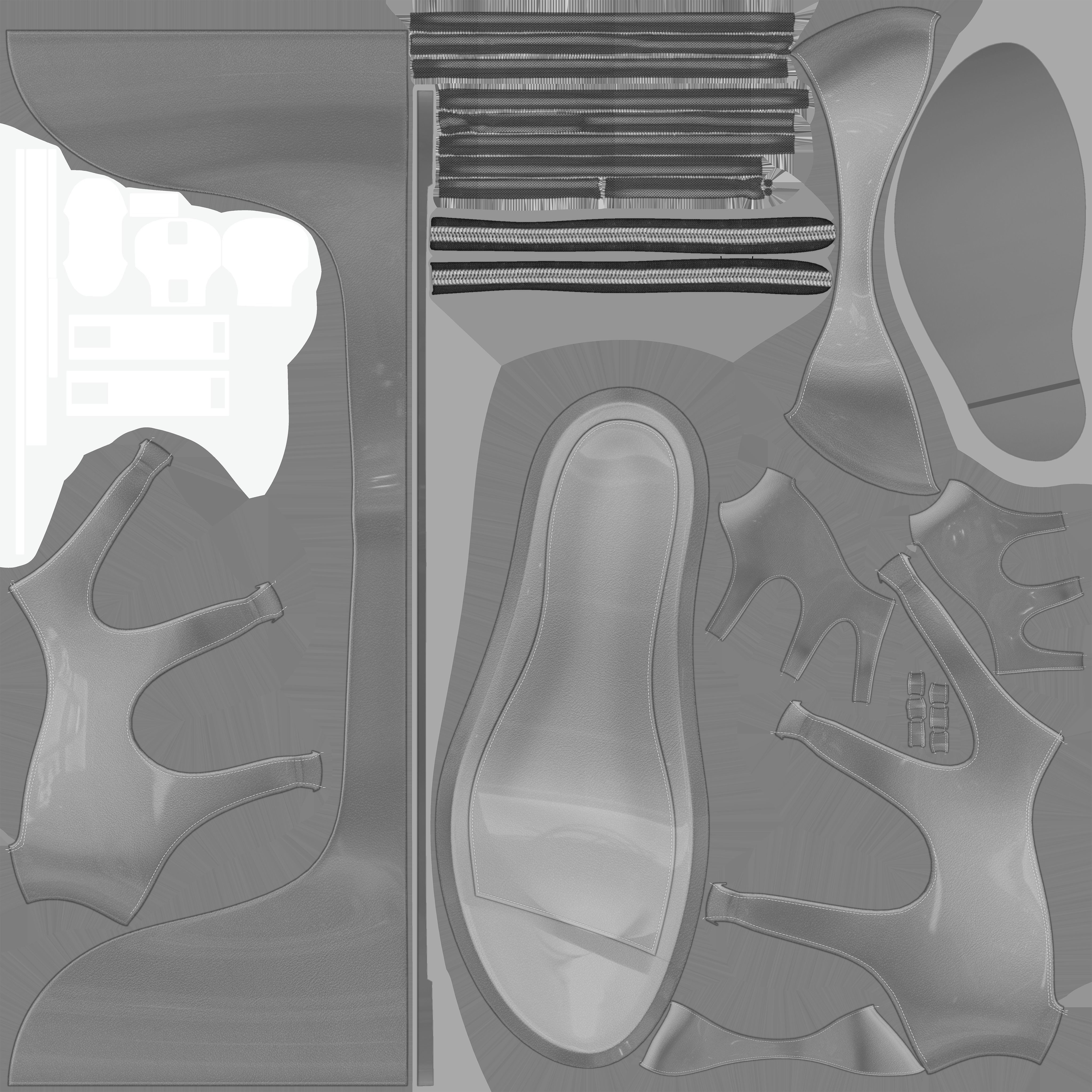 Leather Sandals Wedges Shoes Low-poly 3D model_13