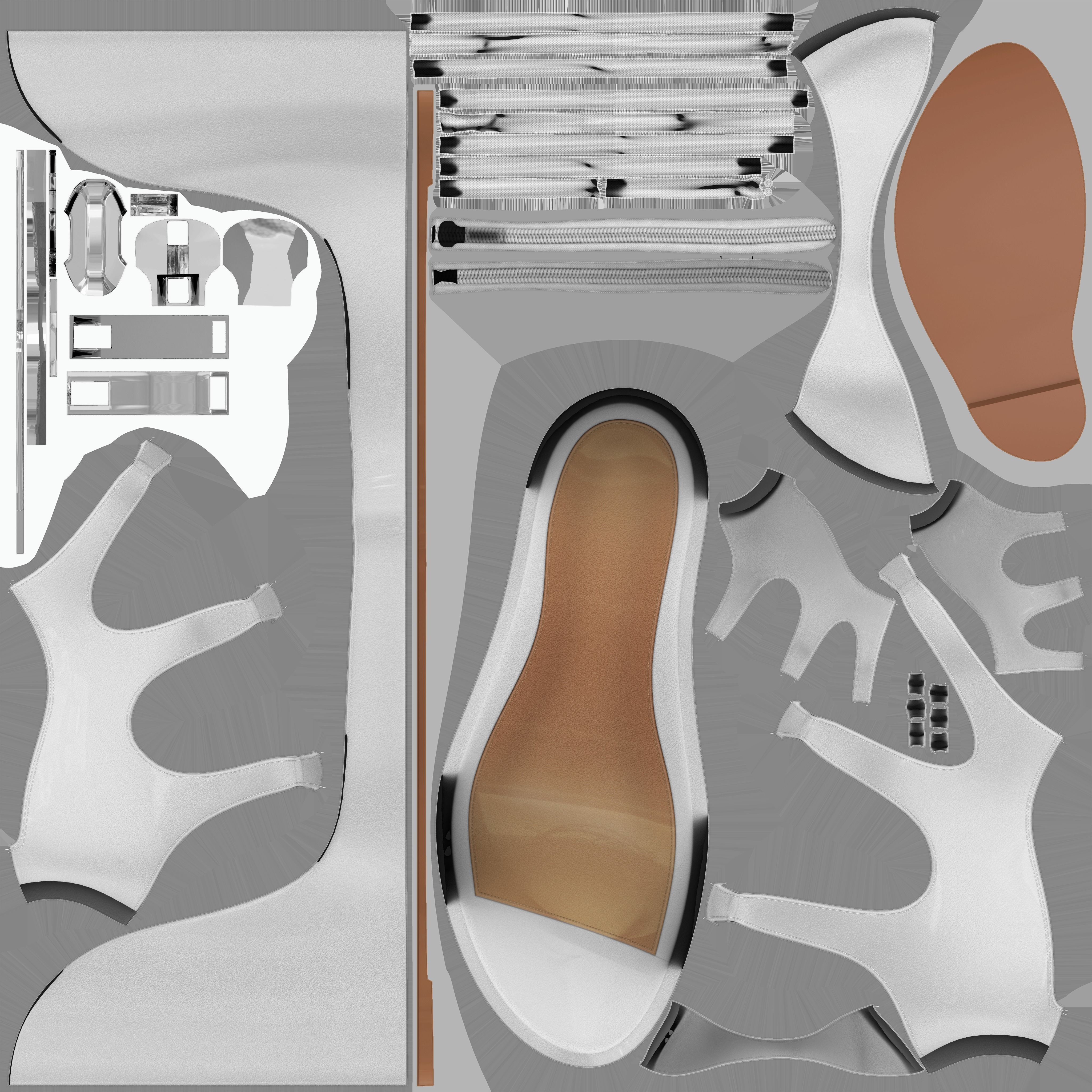 Leather Sandals Wedges Shoes Low-poly 3D model_12