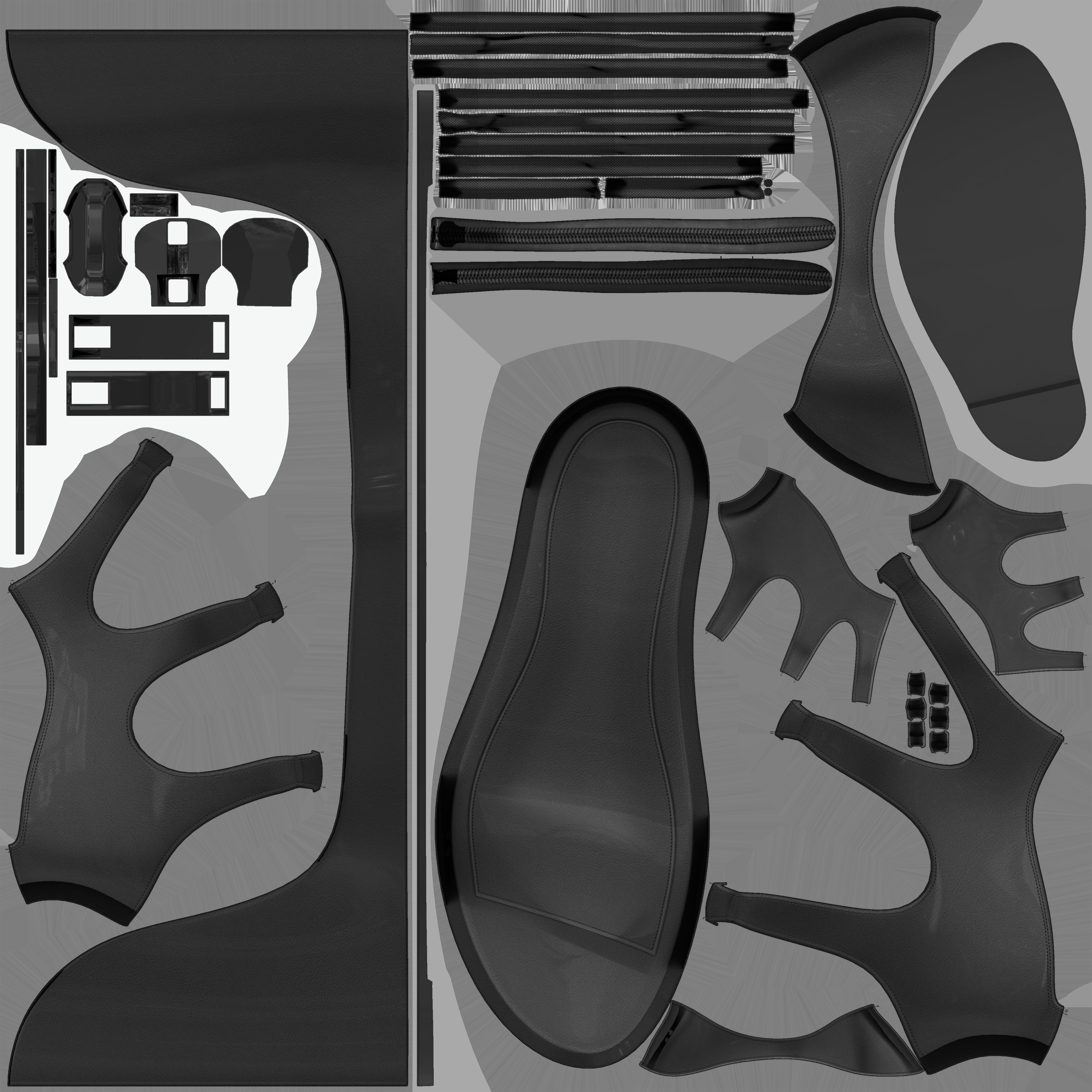 Leather Sandals Wedges Shoes Low-poly 3D model_11