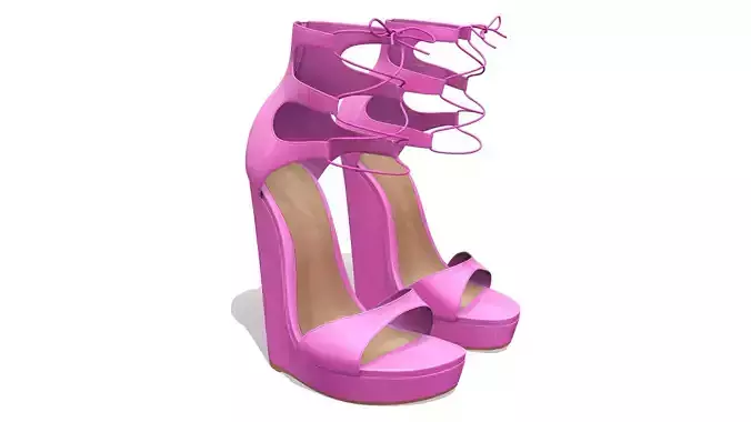 Leather Sandals Wedges Shoes Low-poly 3D model
