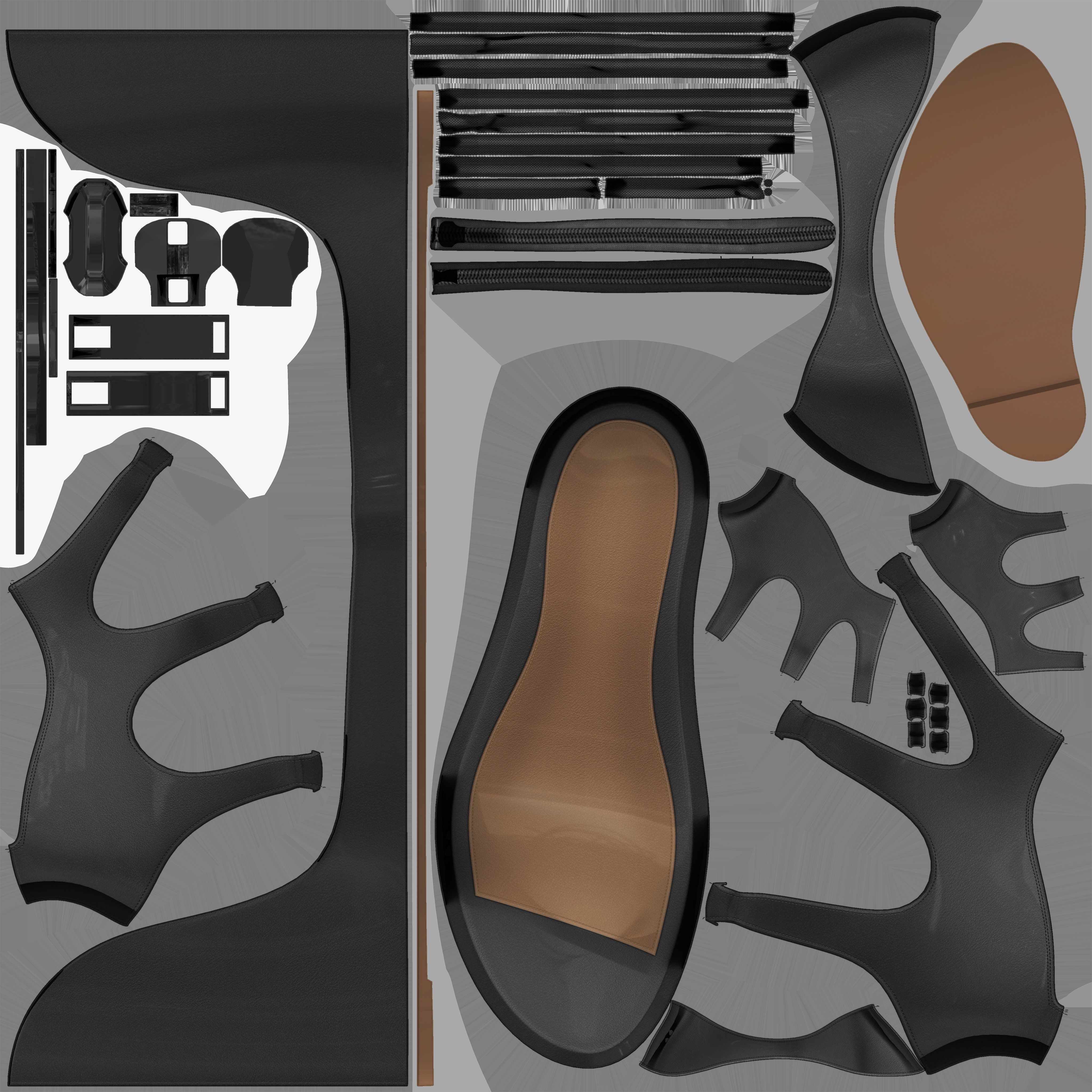 Leather Sandals Wedges Shoes Low-poly 3D model_10