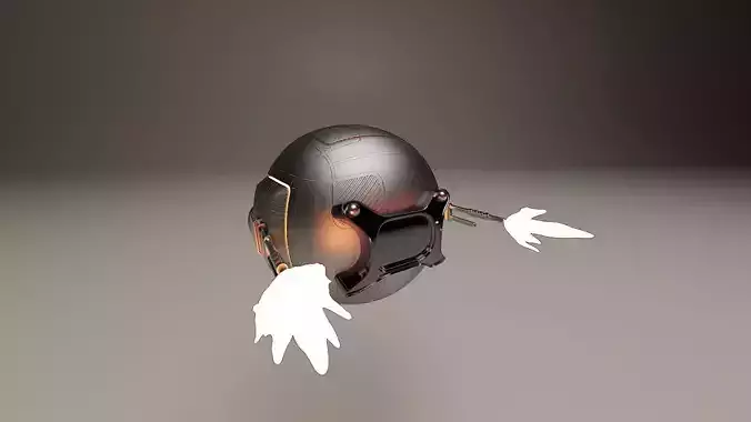 Scifi drone with gun shooting