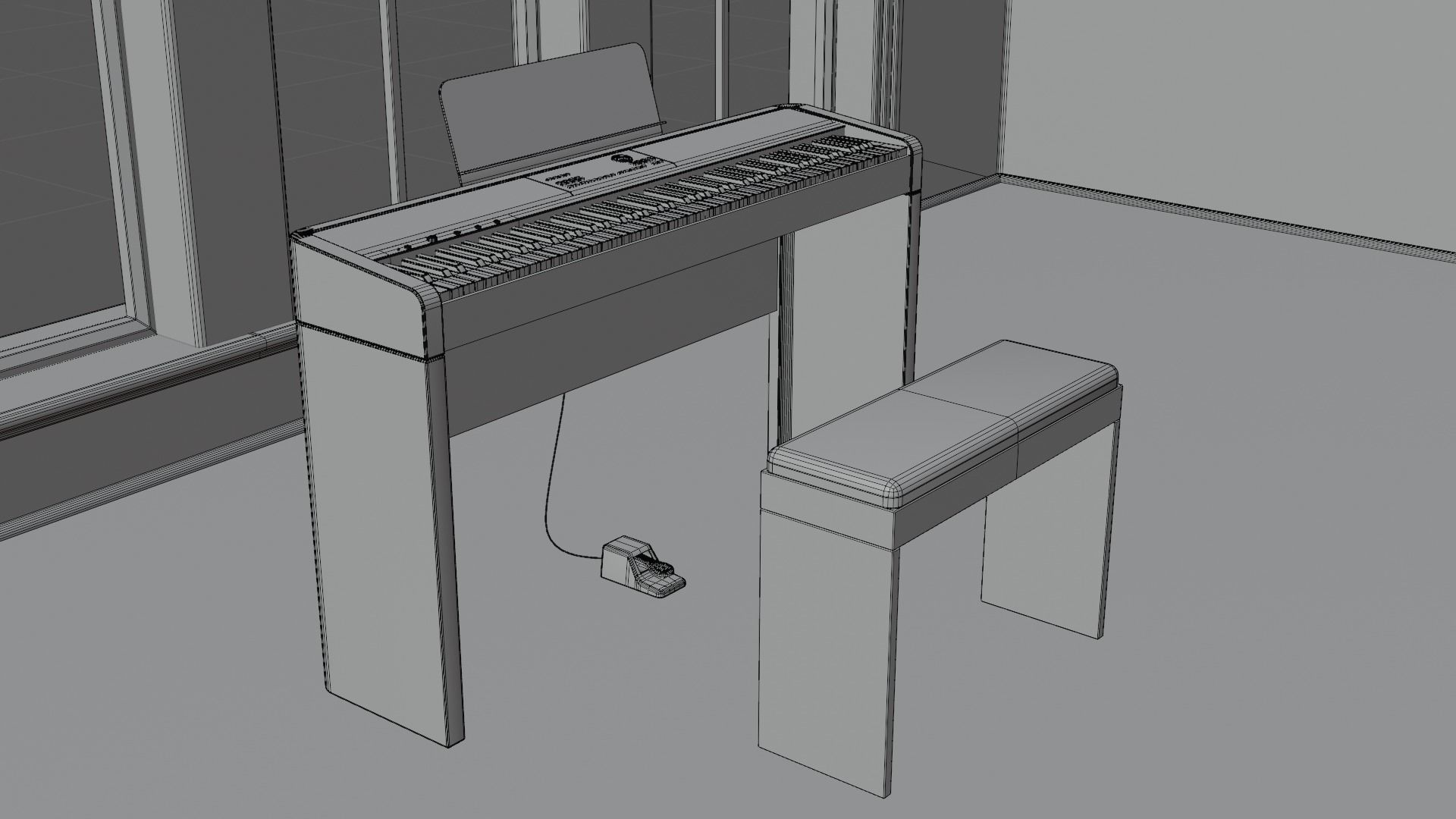 Electronic Piano Low-poly 3D model_21