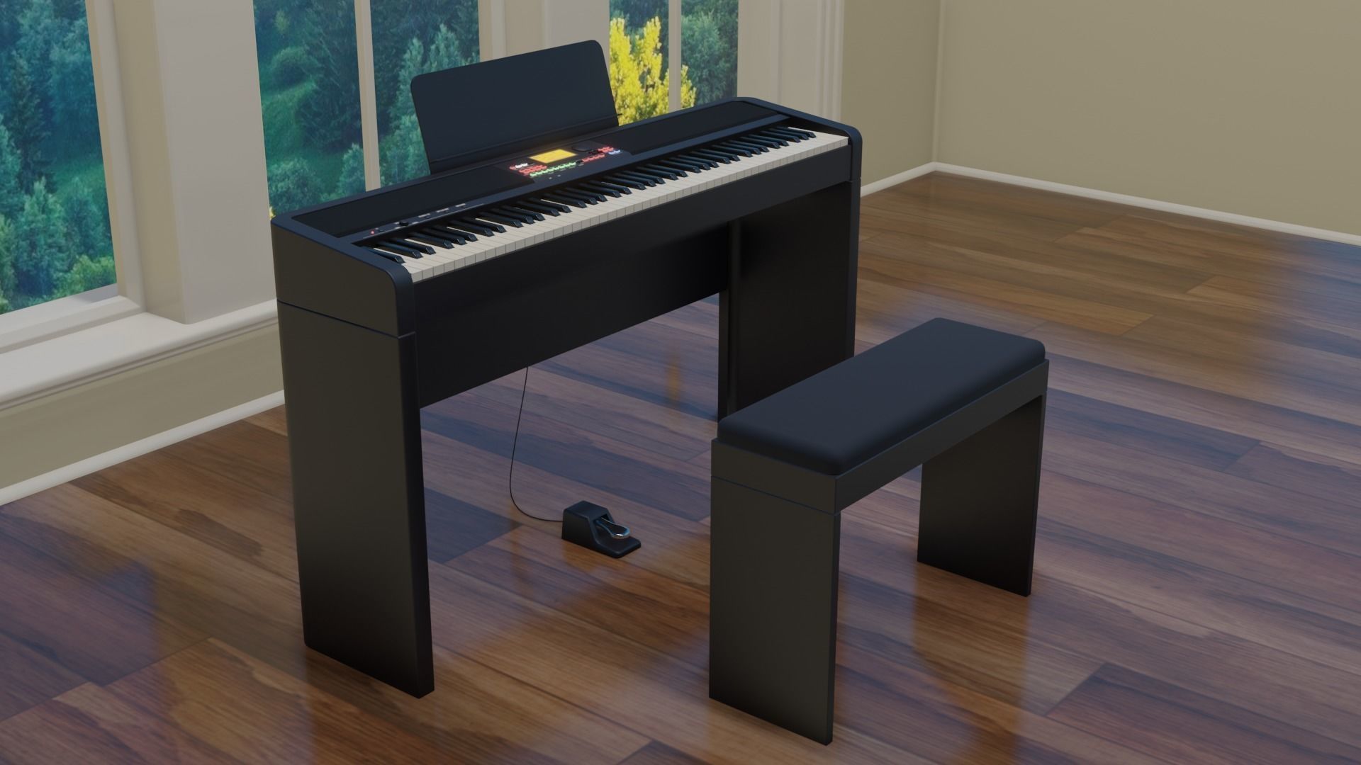 Electronic Piano Low-poly 3D model_5